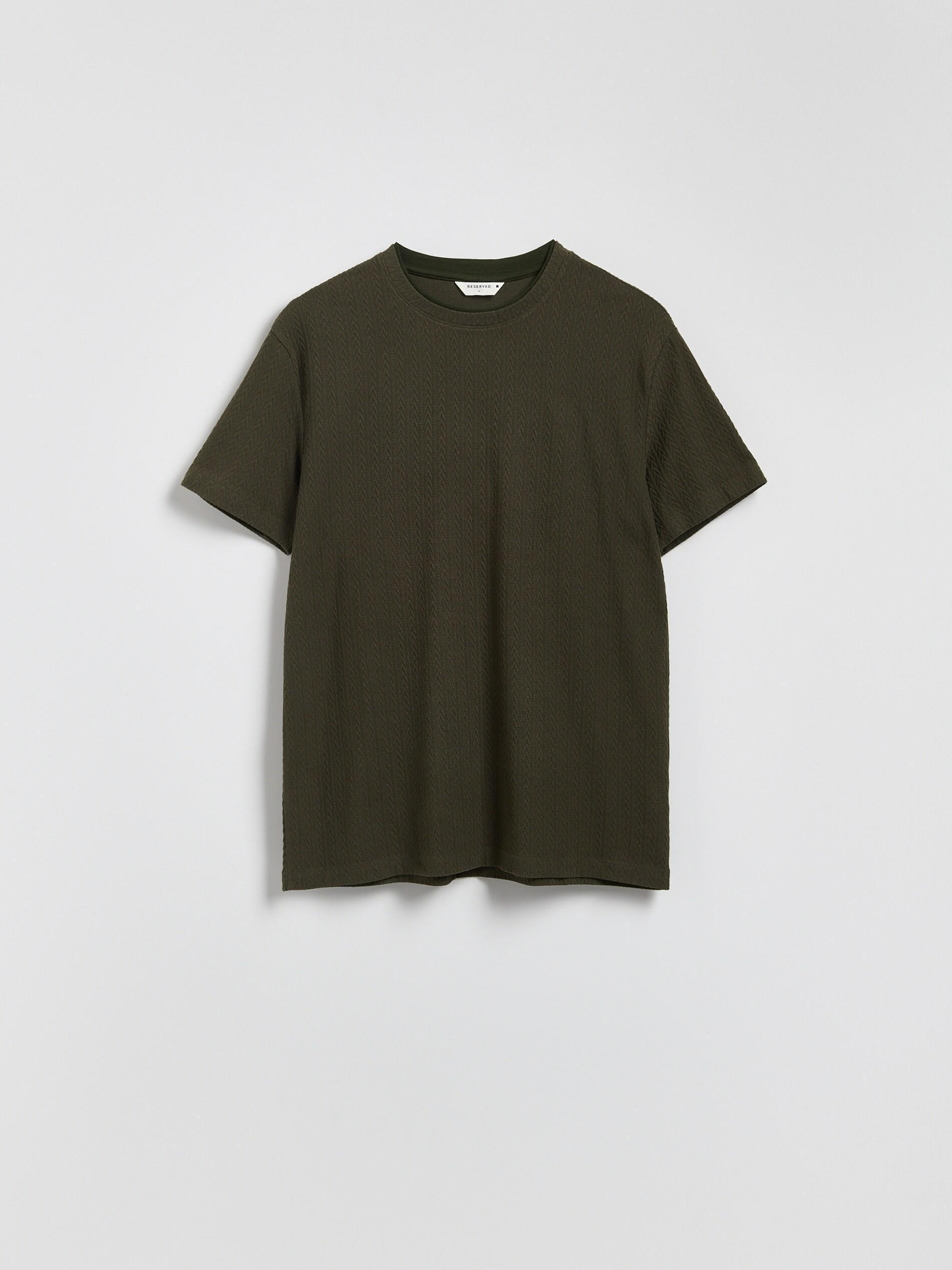 Green Comfort Fit Structural Fabric T-Shirt, Khaki, large image number 4