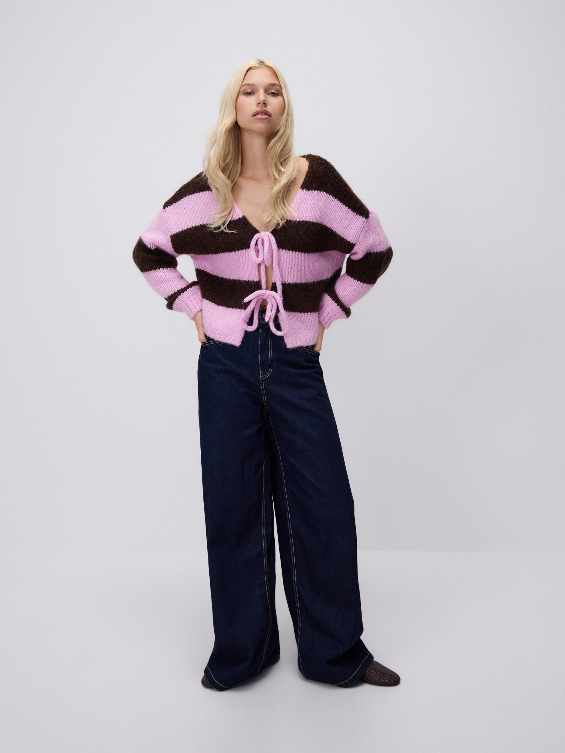 Pink Cardigan With Tie Detail, Pink, medium