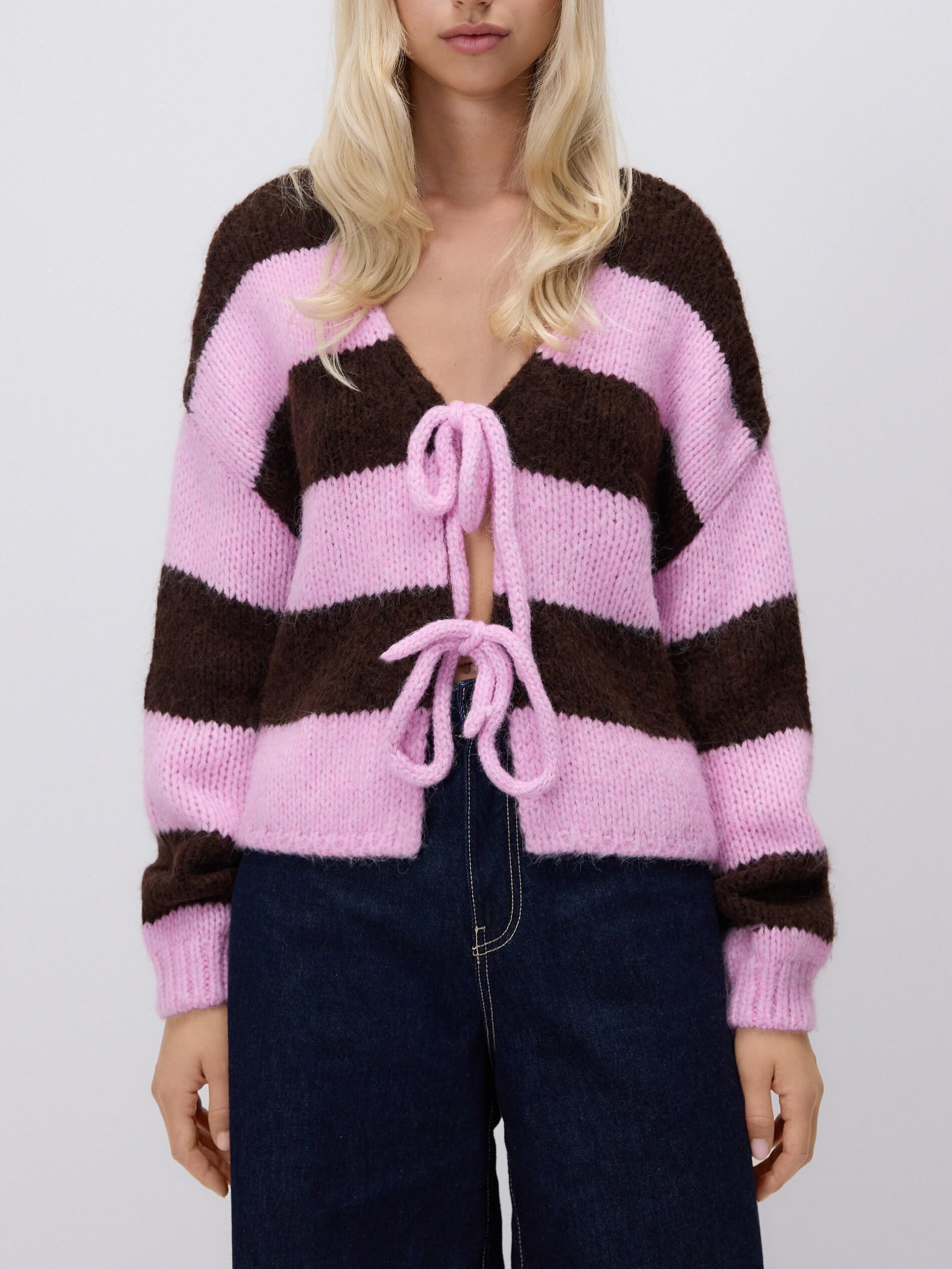 Pink Cardigan With Tie Detail, Pink, large image number 1