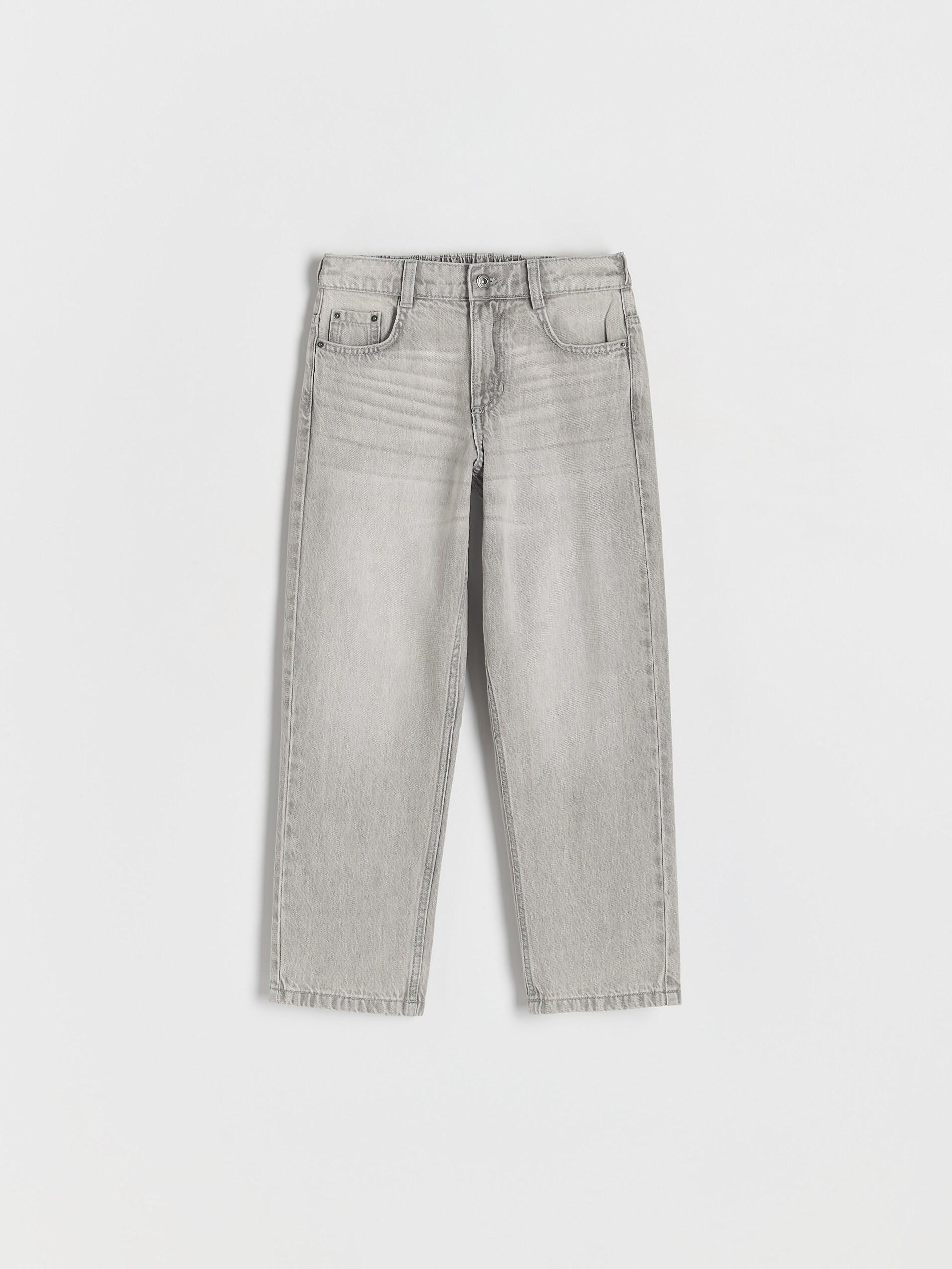 Grey Classic Straight Denim Pants, Light grey, large image number 0