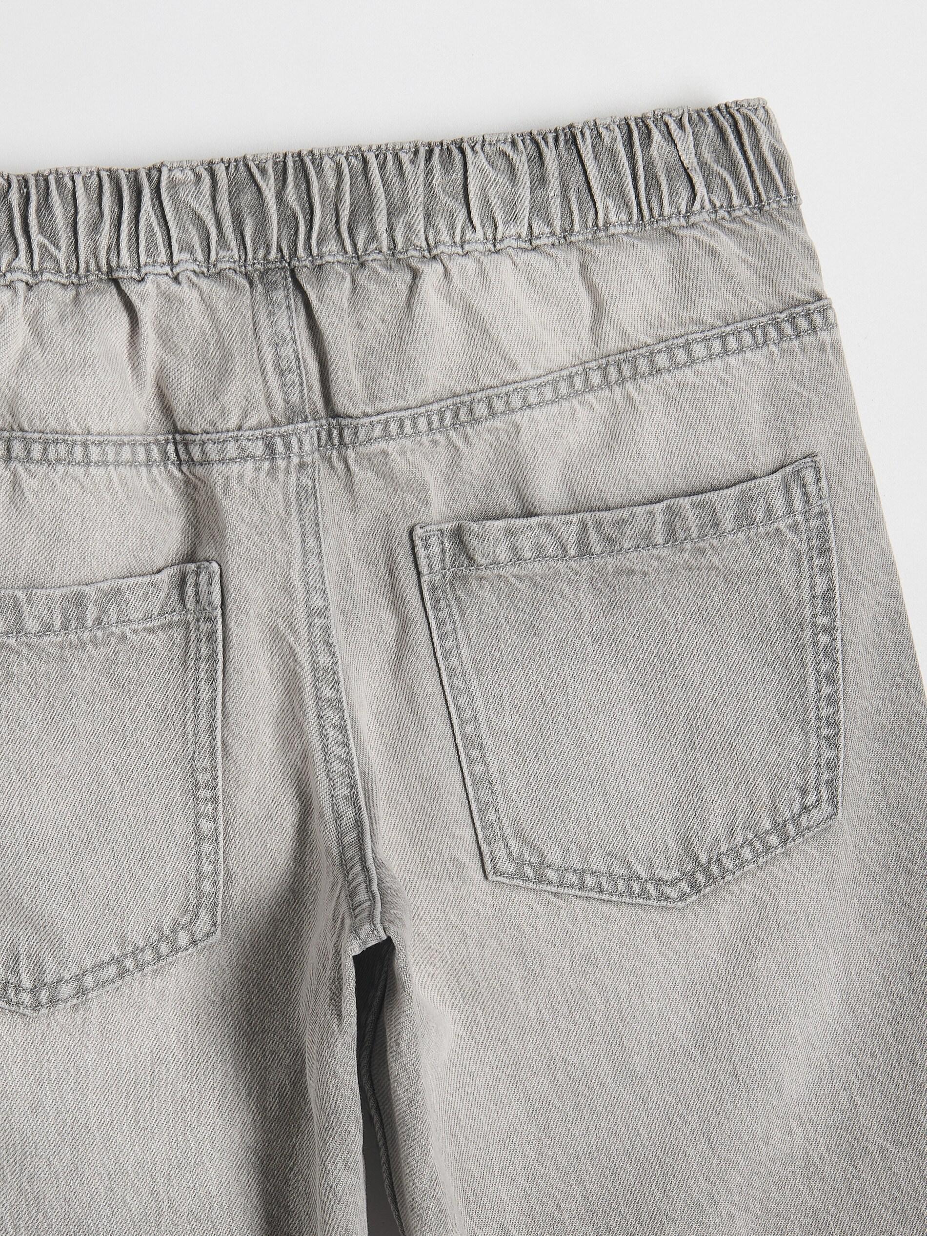 Grey Classic Straight Denim Pants, Light grey, large image number 5