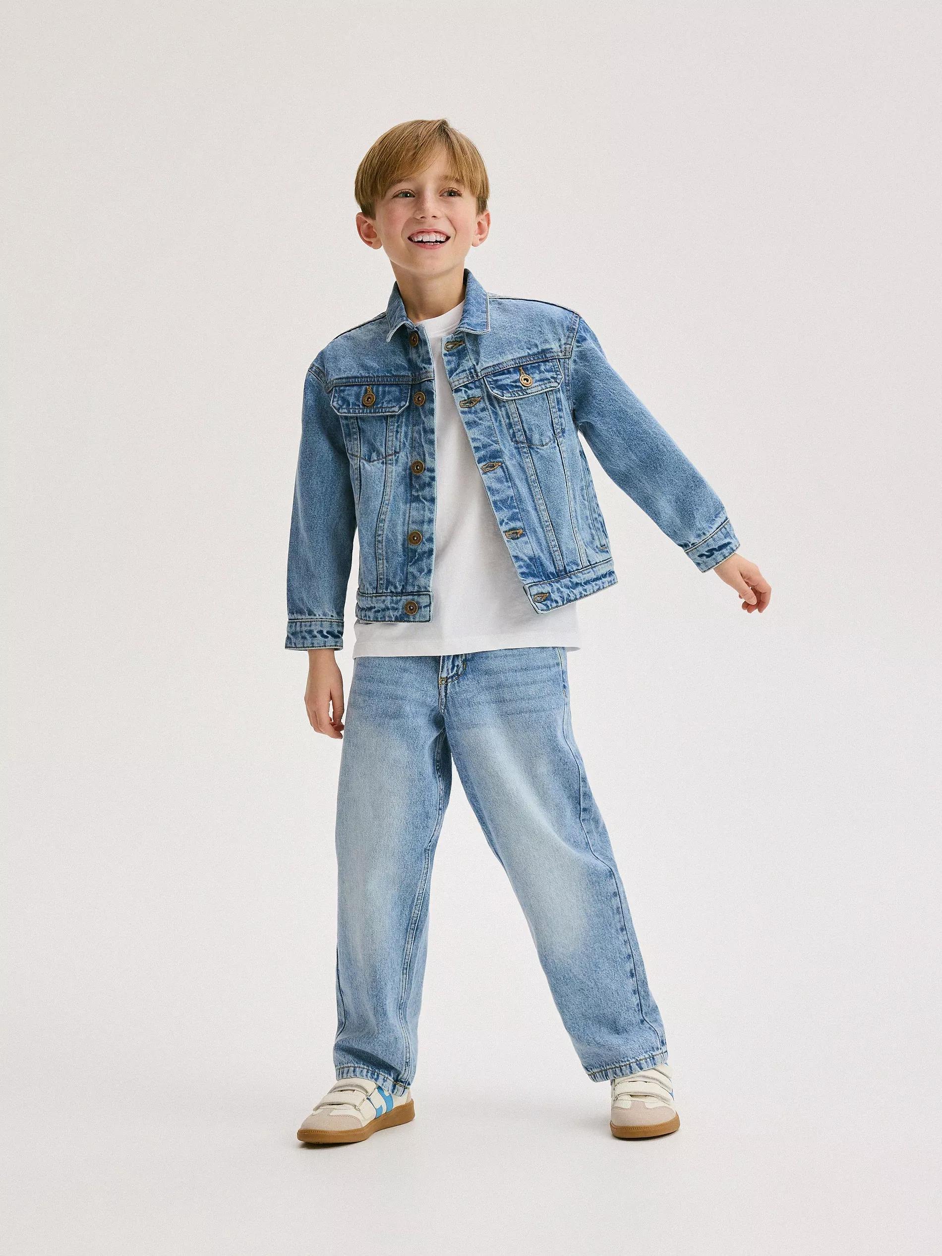 Blue Classic Straight Denim Pants, , large image number 2