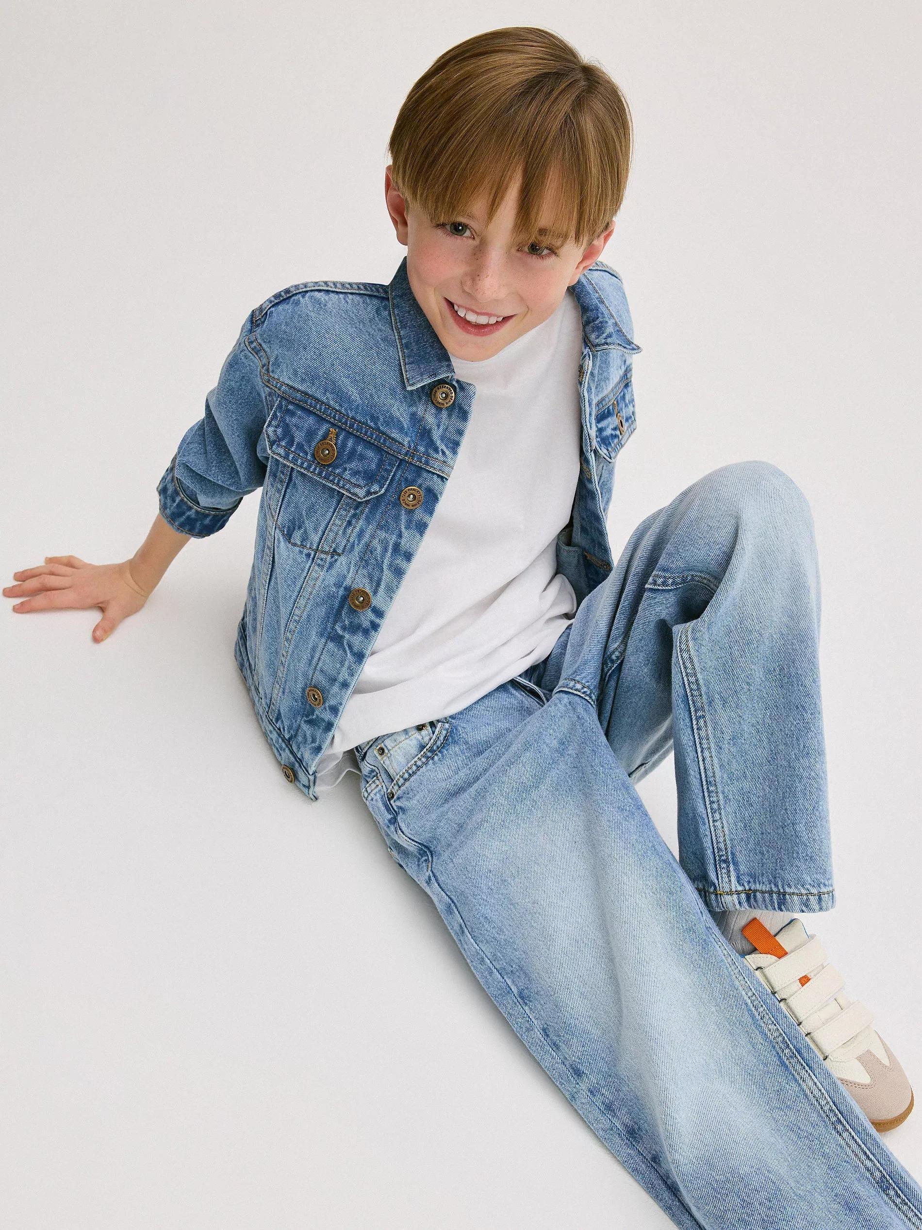 Blue Classic Straight Denim Pants, , large image number 5