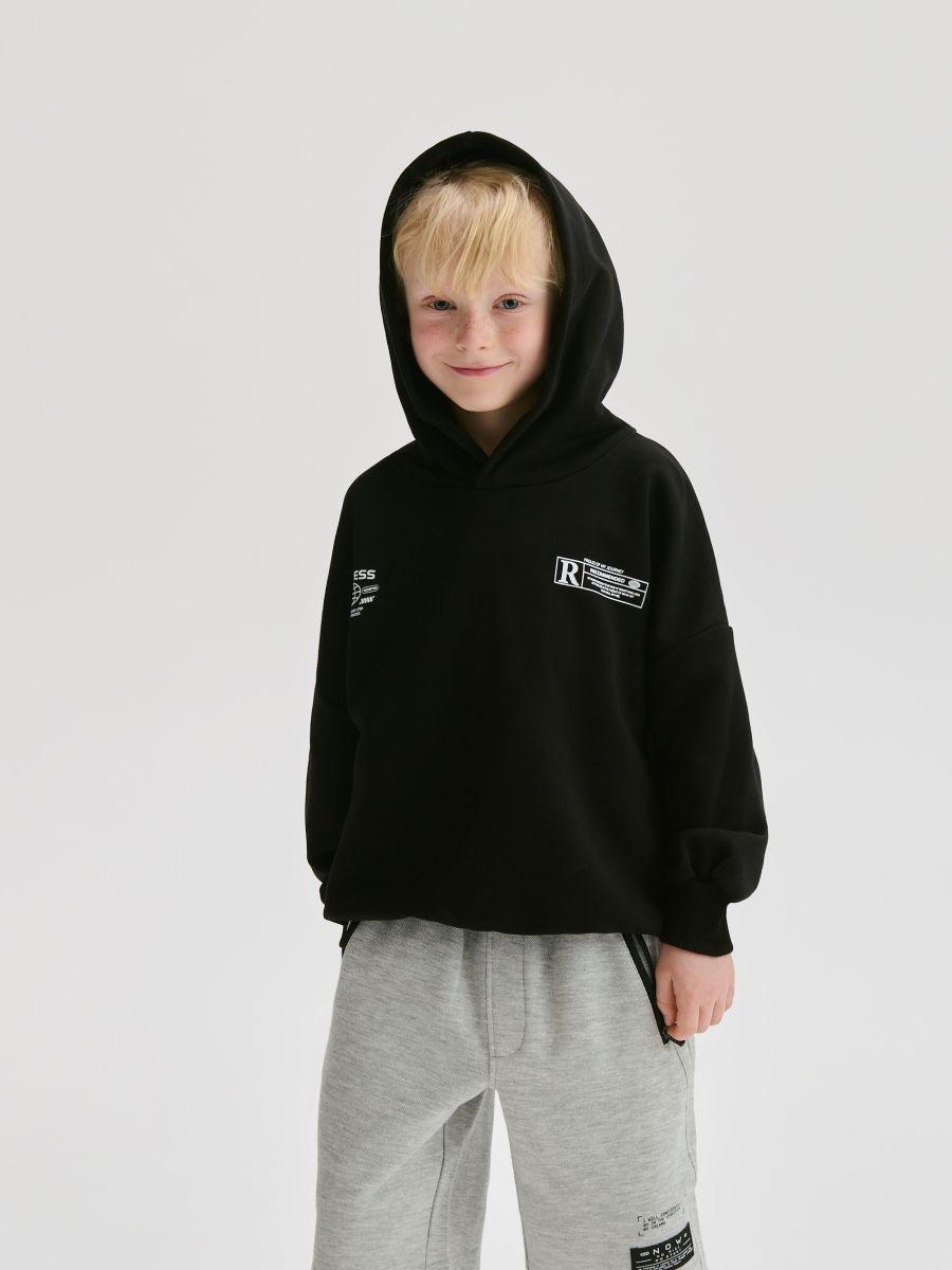 Black Cotton Hooded Jacket, , large image number 0