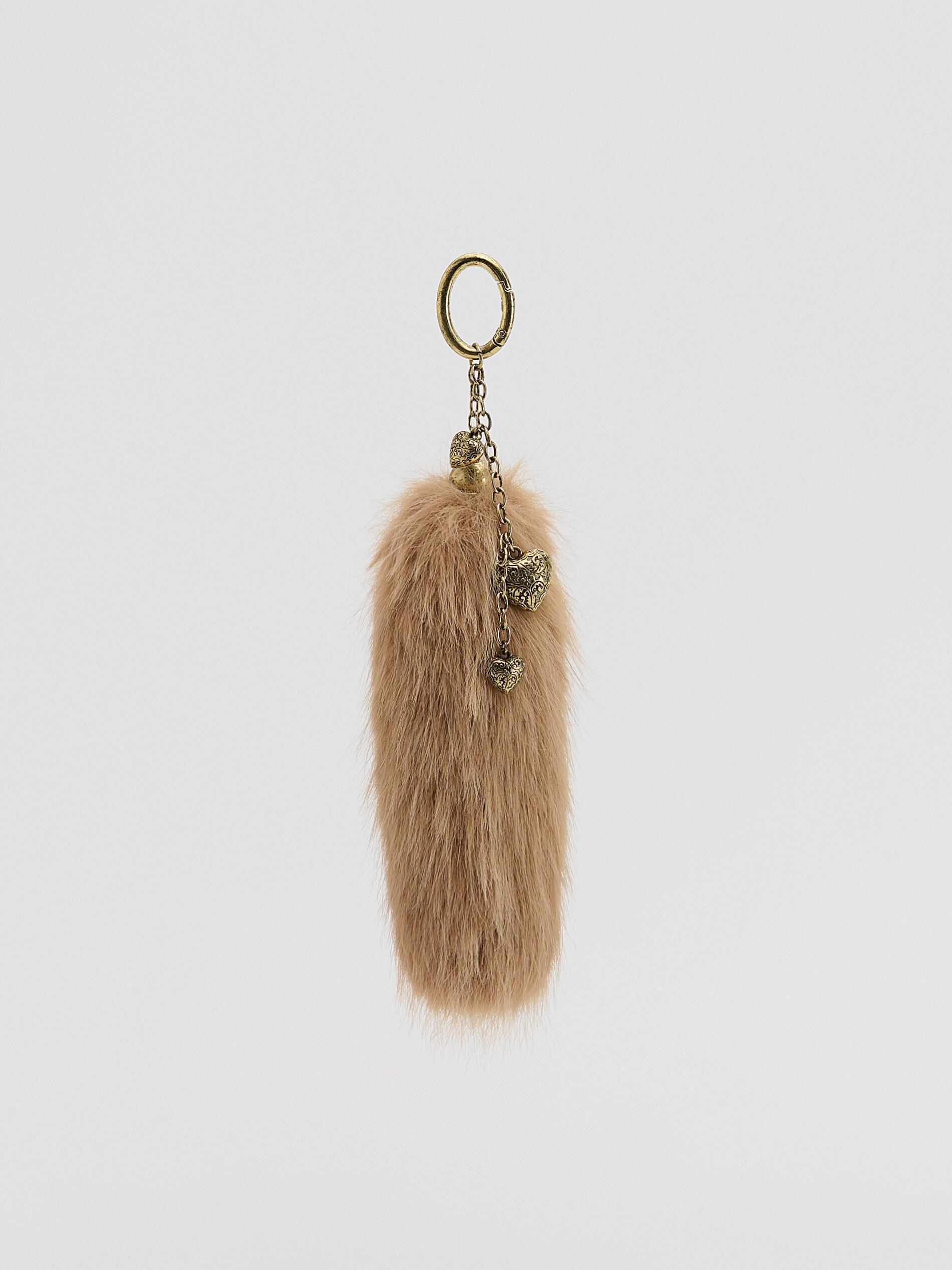 BEIGE Faux fur keychain, Beige, medium
