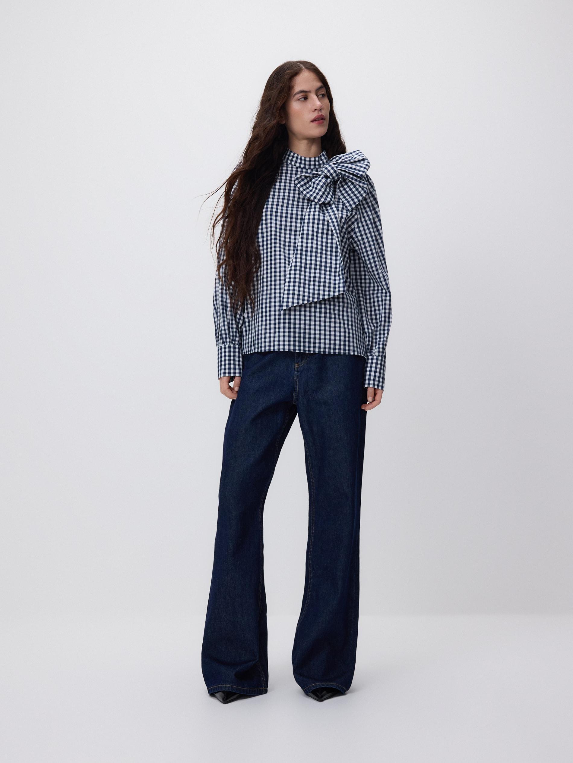 Multicolour Blouse With A Bow, Multicolor, medium