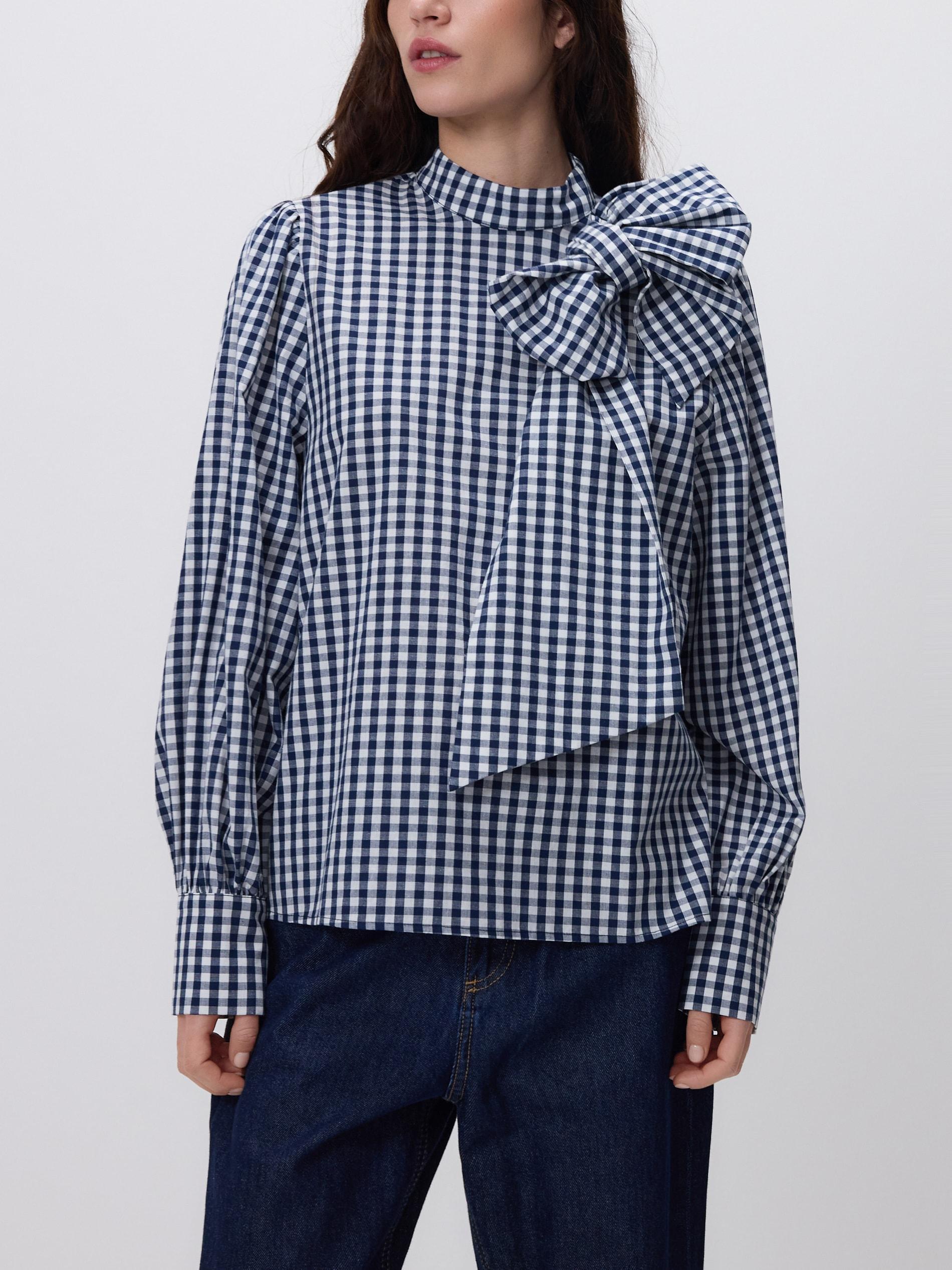 Multicolour Blouse With A Bow, Multicolor, medium