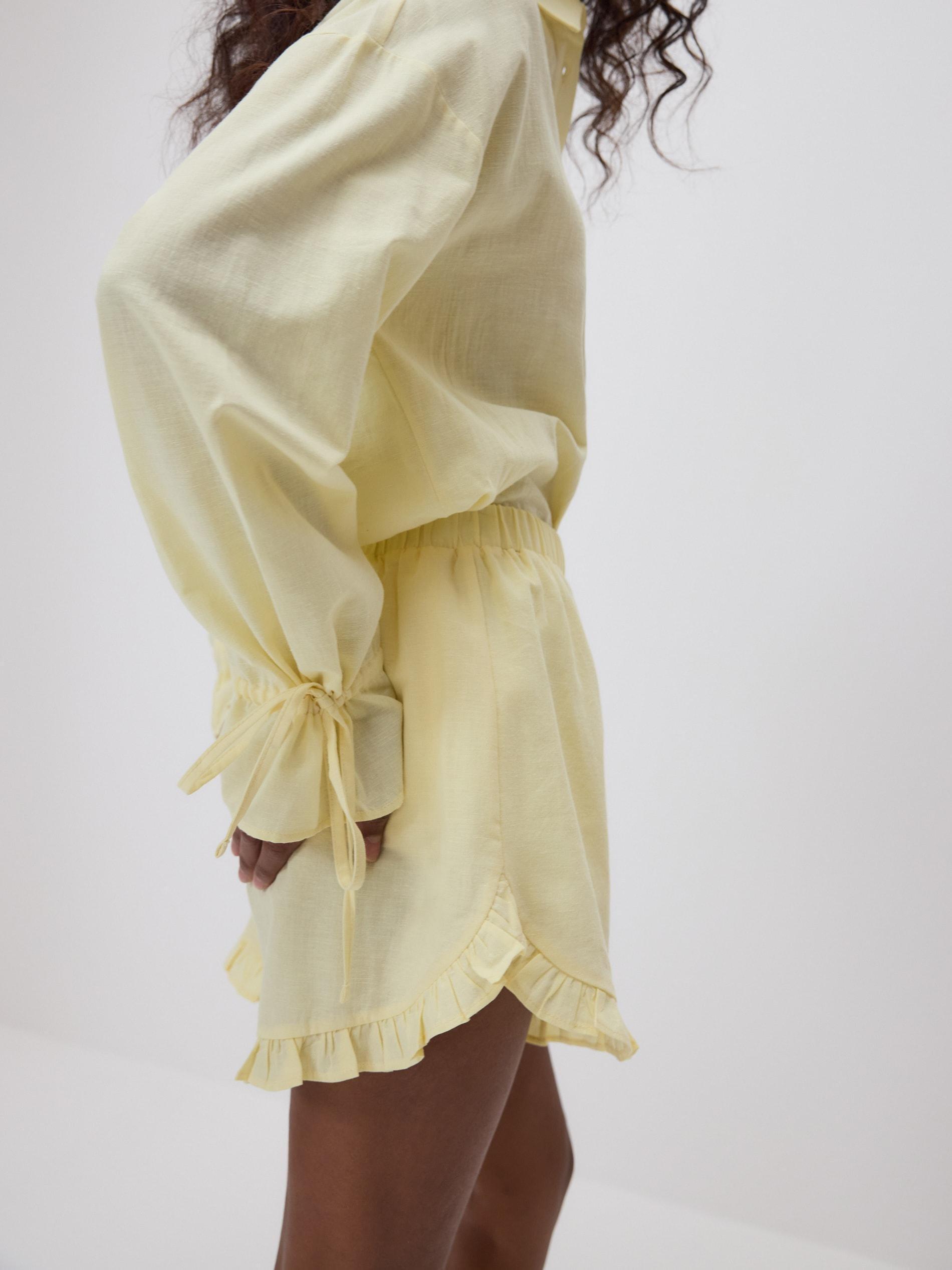 Yellow Cotton Shorts With Ruffles, , large image number 3