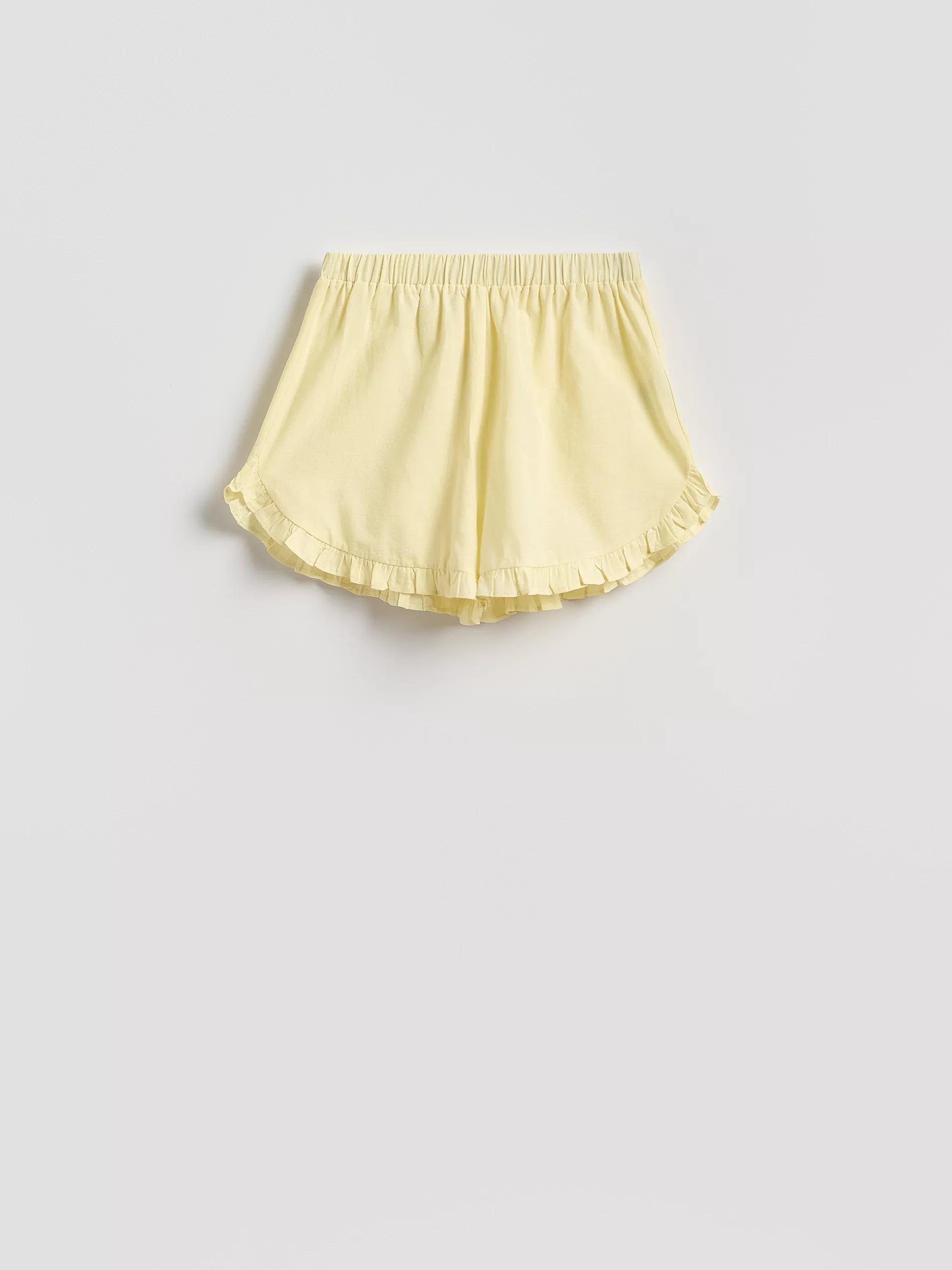 Yellow Cotton Shorts With Ruffles, , large image number 4