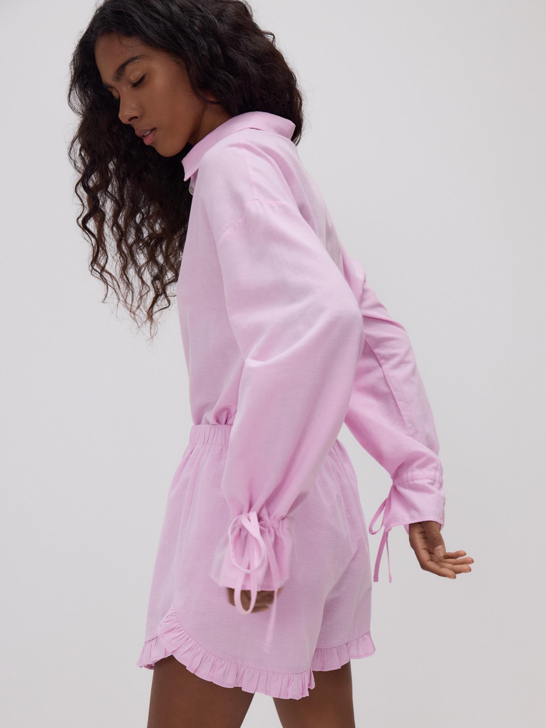 Pink Cotton Shorts With Ruffles, , large image number 2