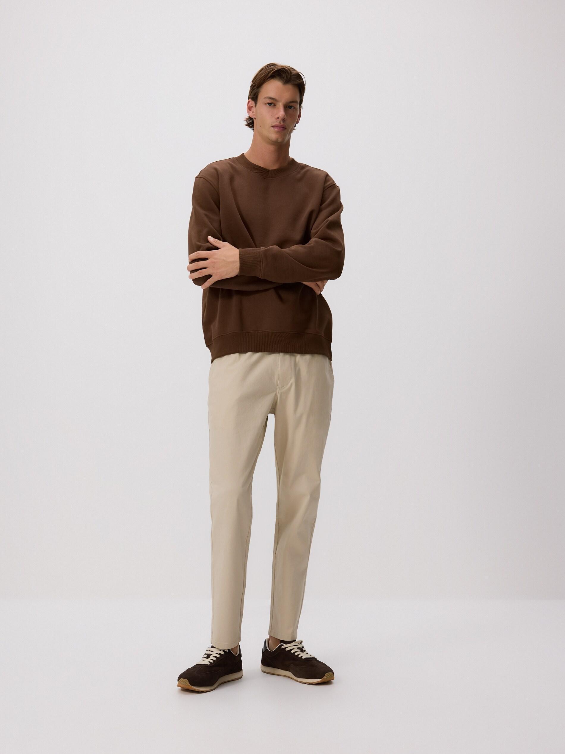 Cream Slim Joggers, Ivory, large image number 0