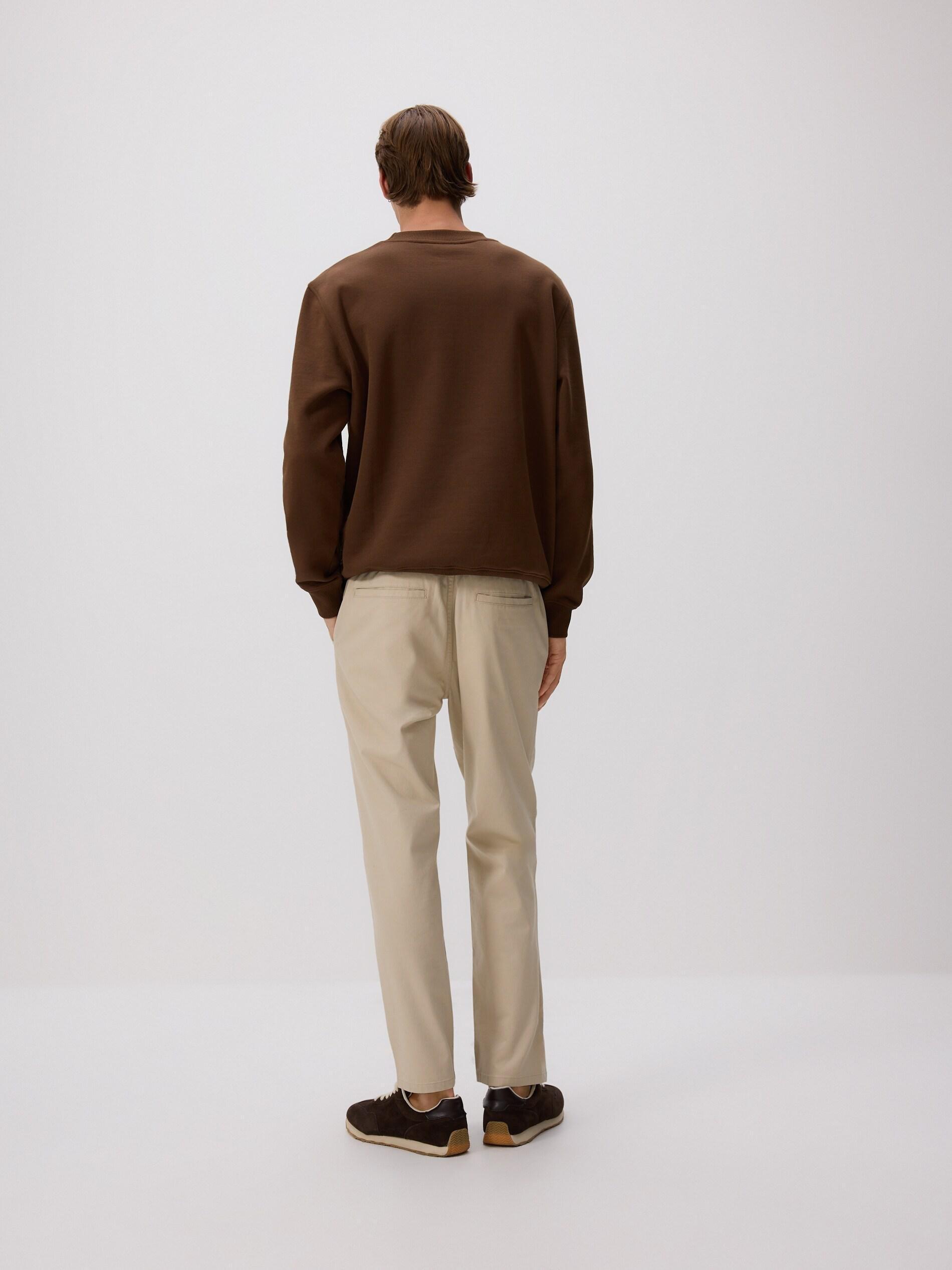 Cream Slim Joggers, Ivory, large image number 3