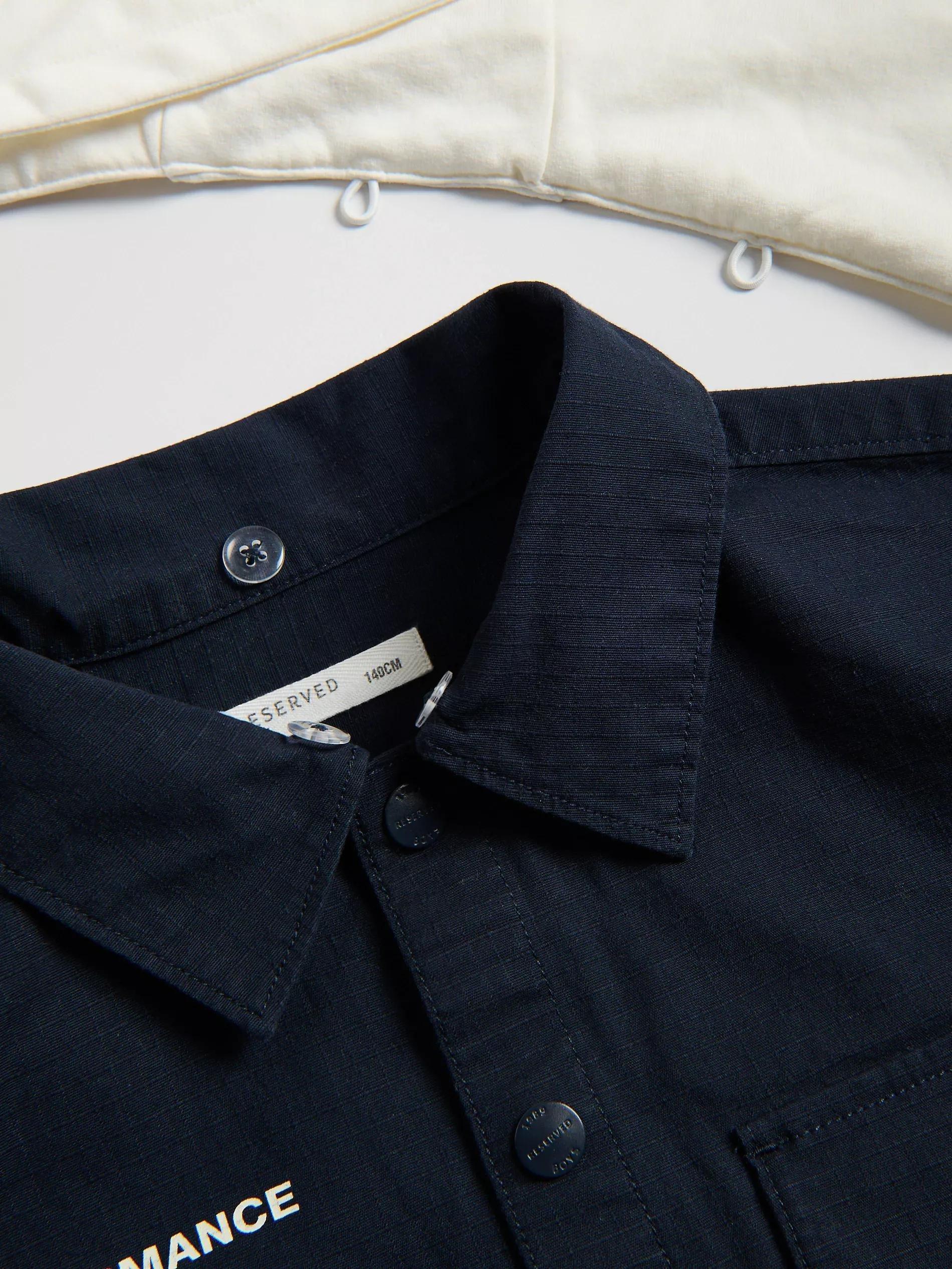 Navy Cotton Shirt With Hood, Navy, large image number 1