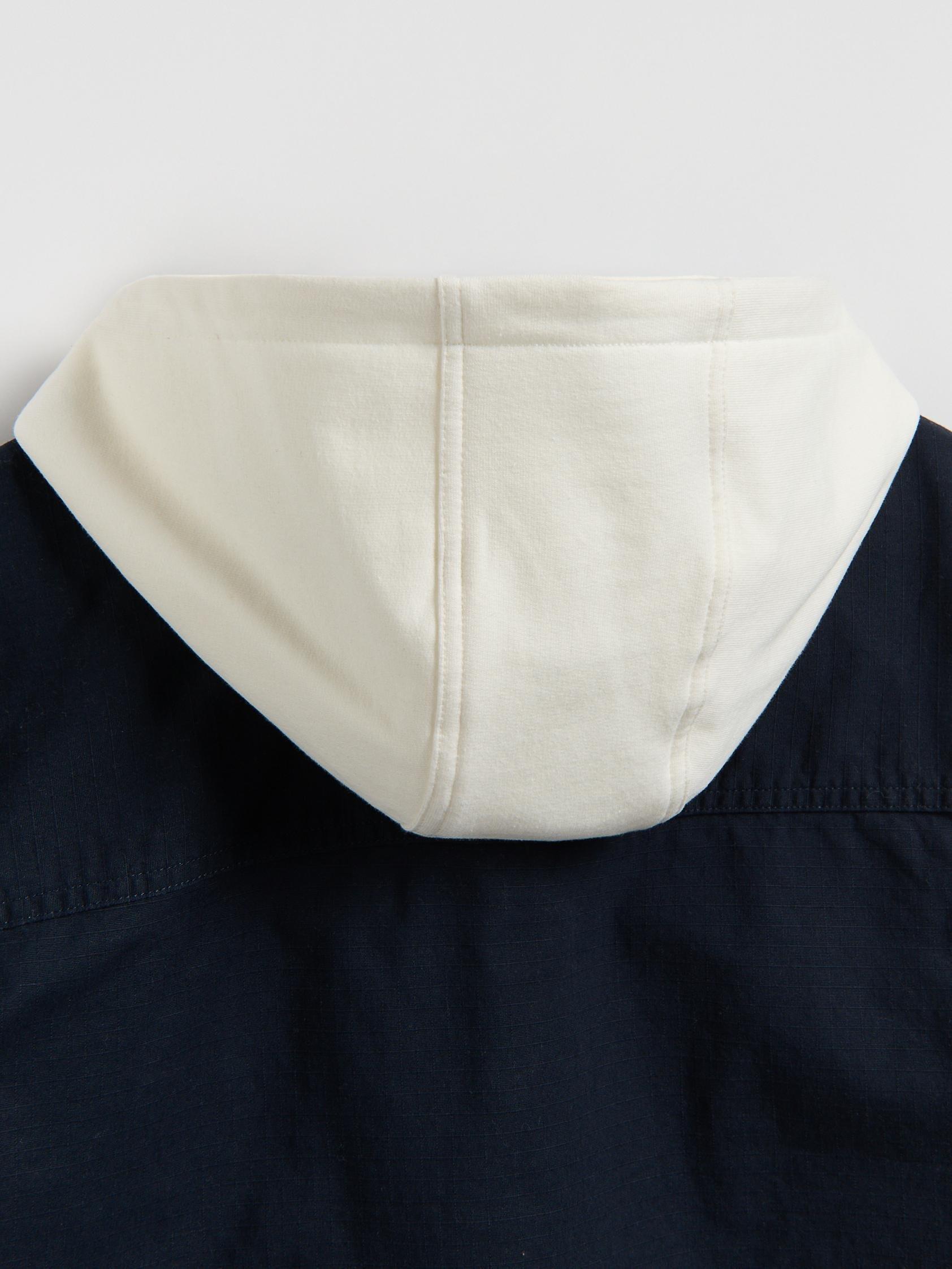 Navy Cotton Shirt With Hood, Navy, large image number 3