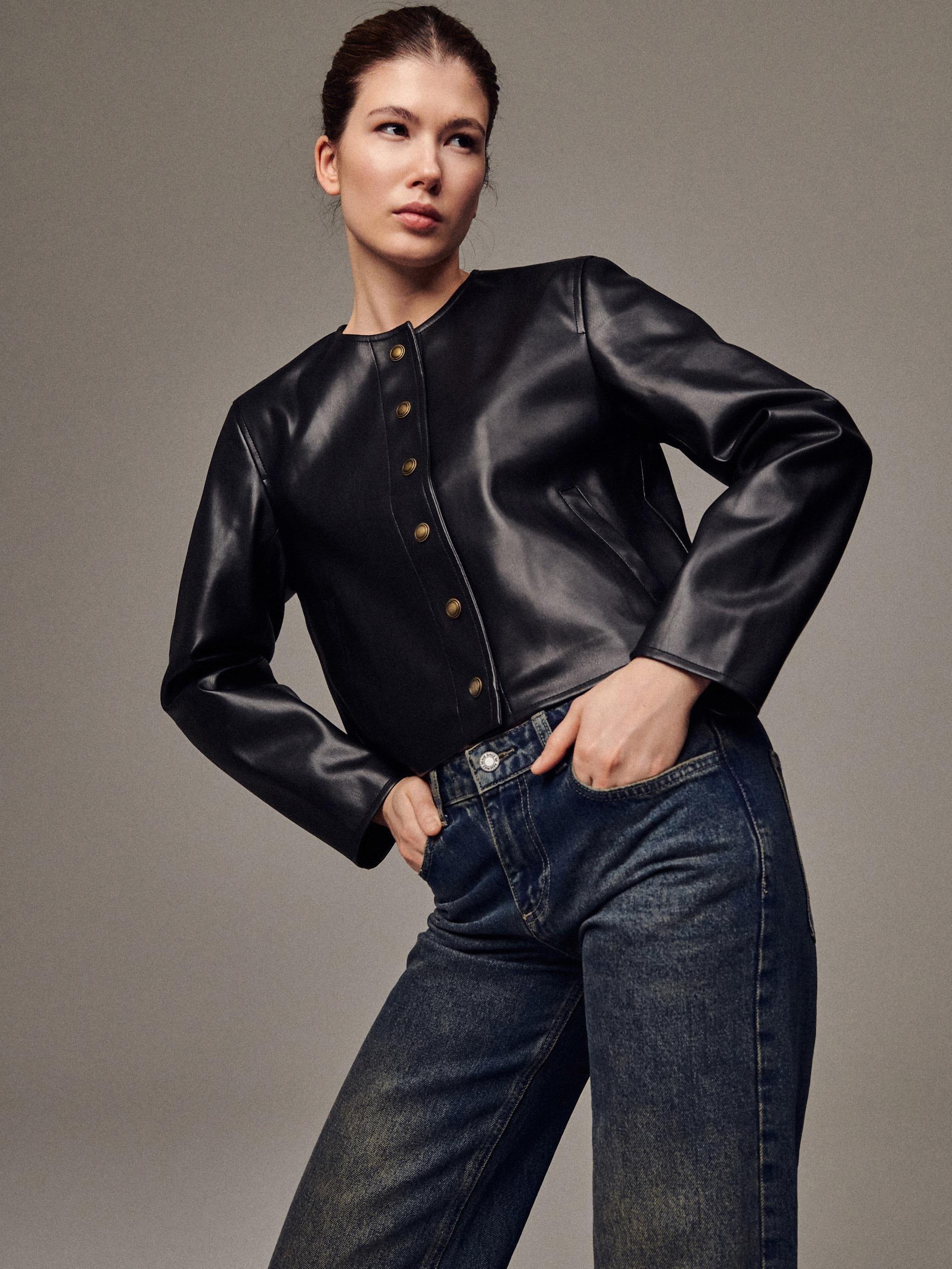 Black Jacket With Faux Fur Lining, , large image number 0