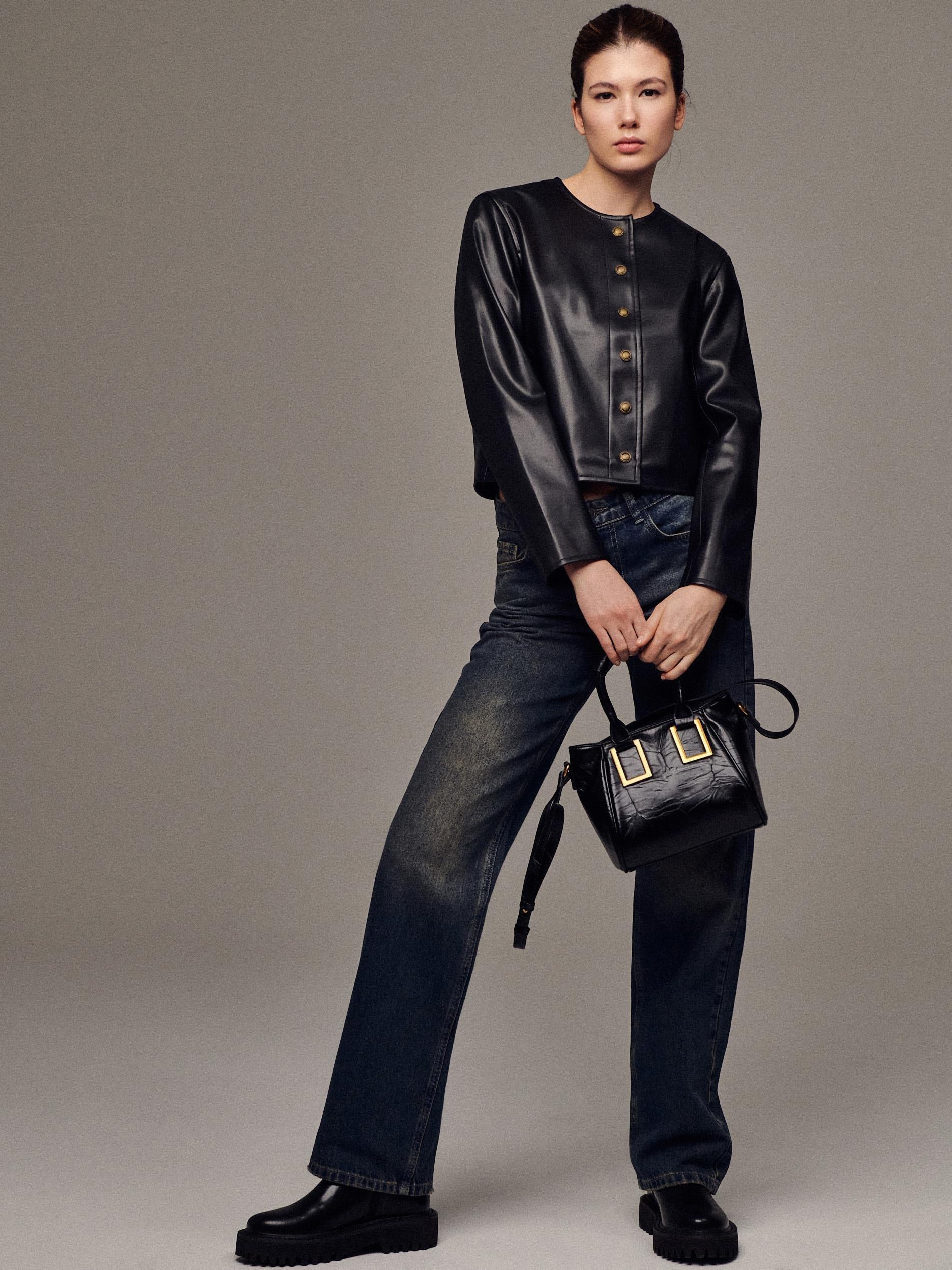 Black Jacket With Faux Fur Lining, , large image number 2