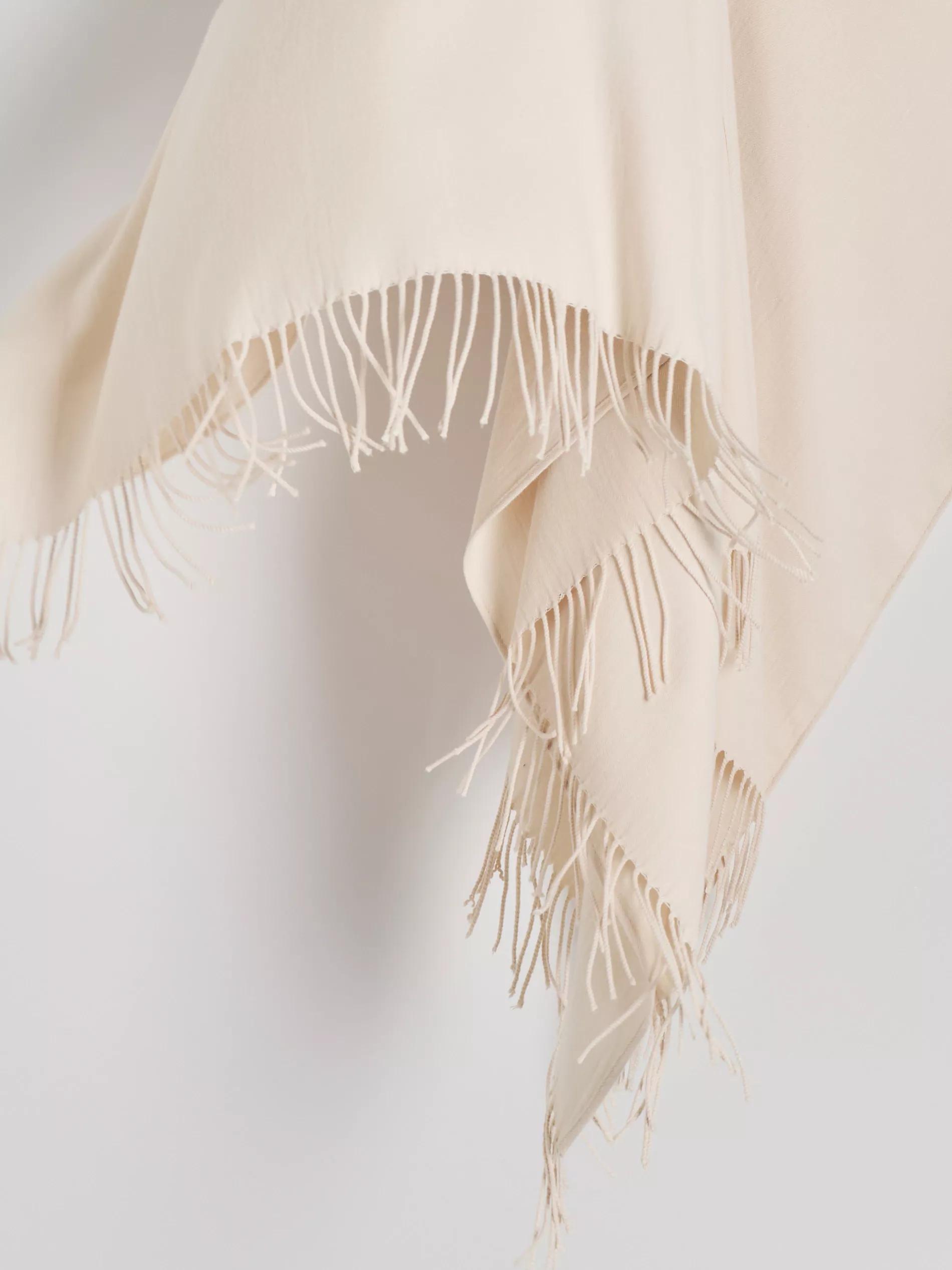 Beige Poncho With Fringes, Beige, large image number 1