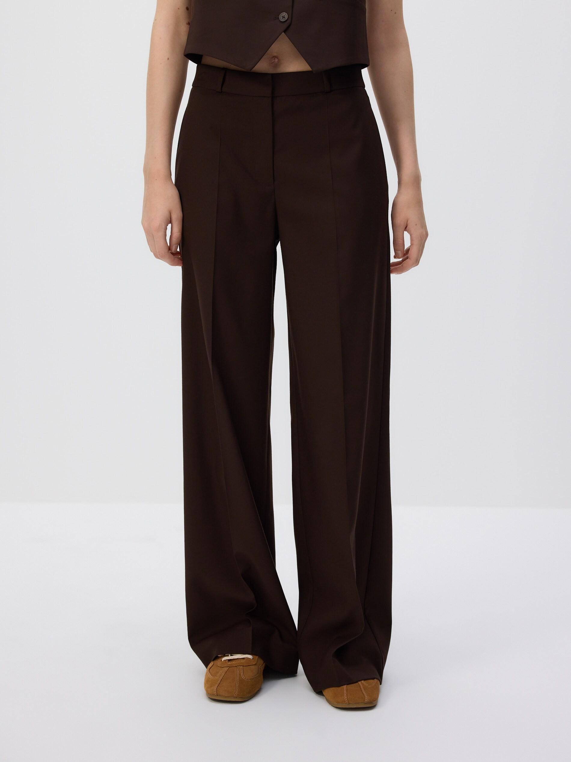 Brown Trousers With Pressed Crease, Brown, large image number 1