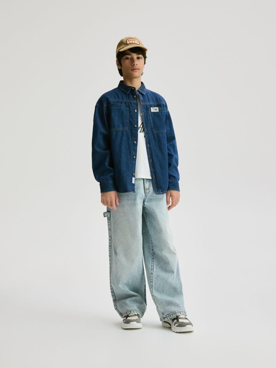 Navy Denim Shirt, Navy, medium