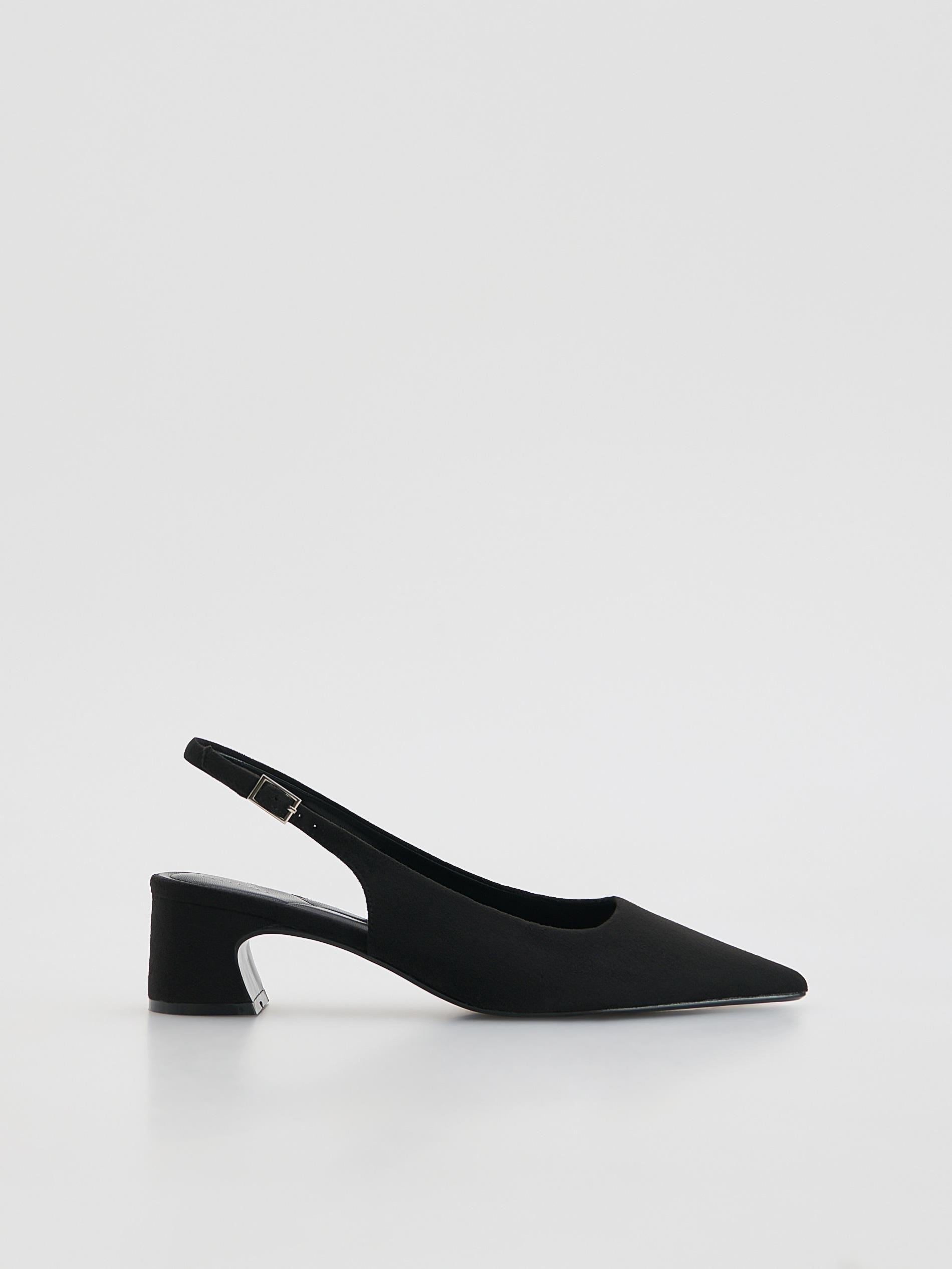 Black Pumps With Open Heel, Black, medium