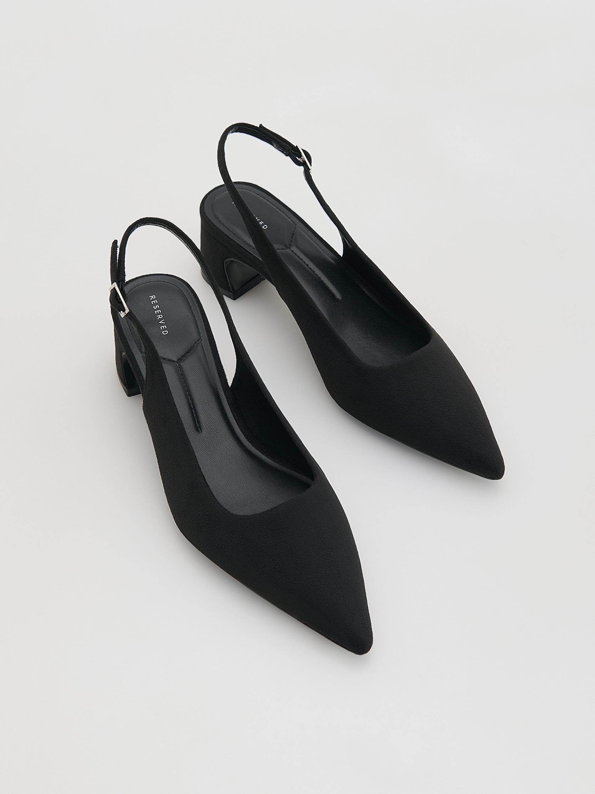 Black Pumps With Open Heel, Black, large image number 1