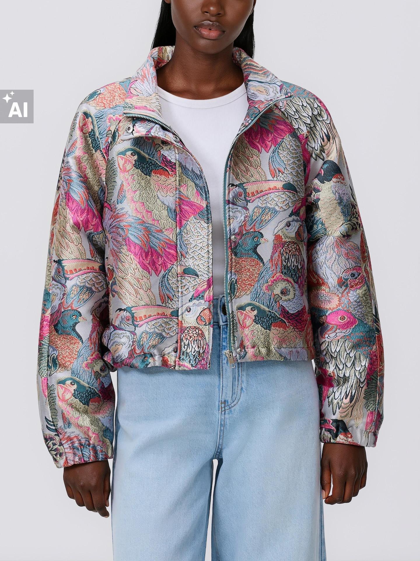 Multicolour Jacquard Jacket, Multicolor, medium