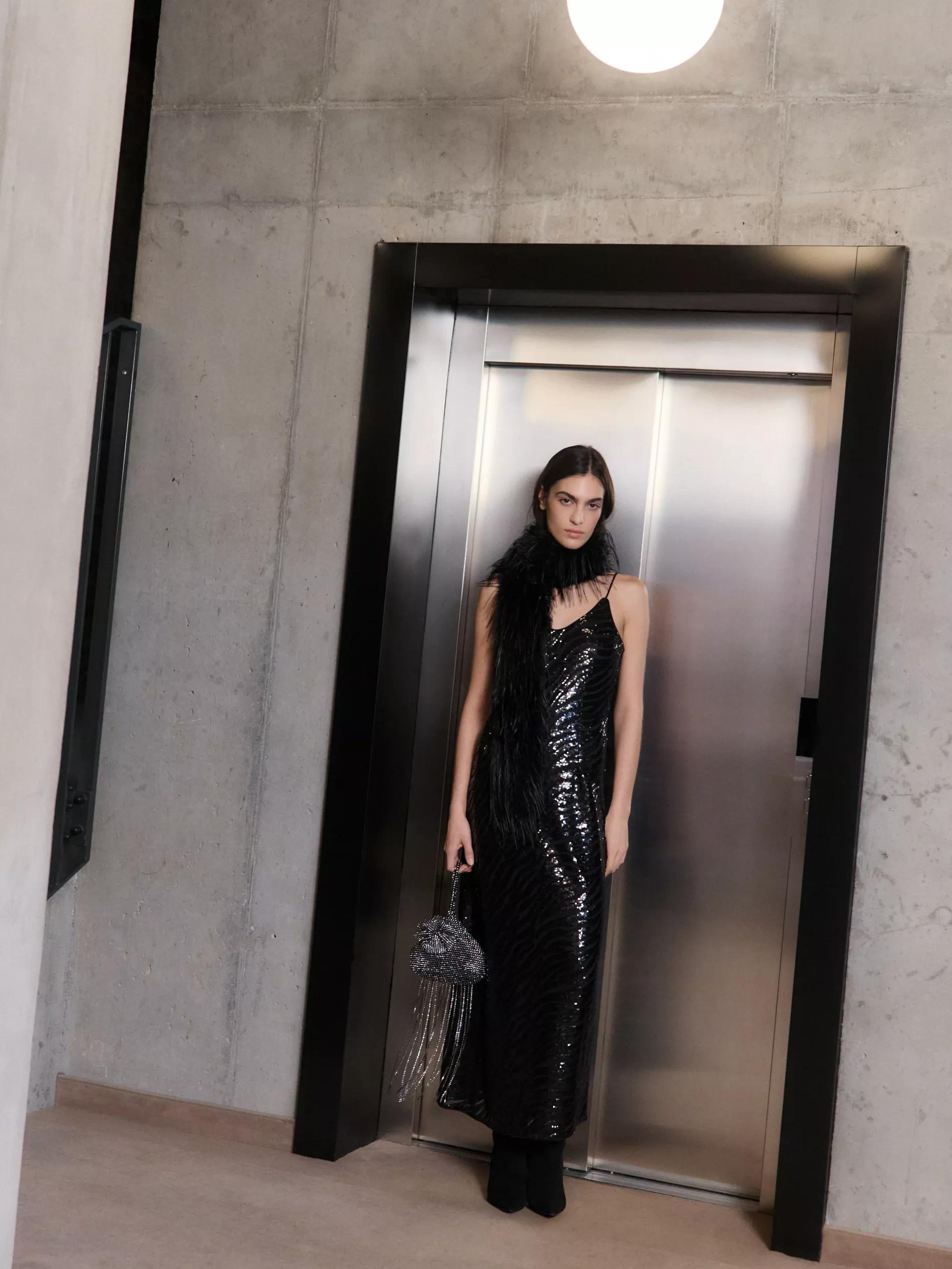 Black Sequin Handmade Handbag, Black, large image number 0