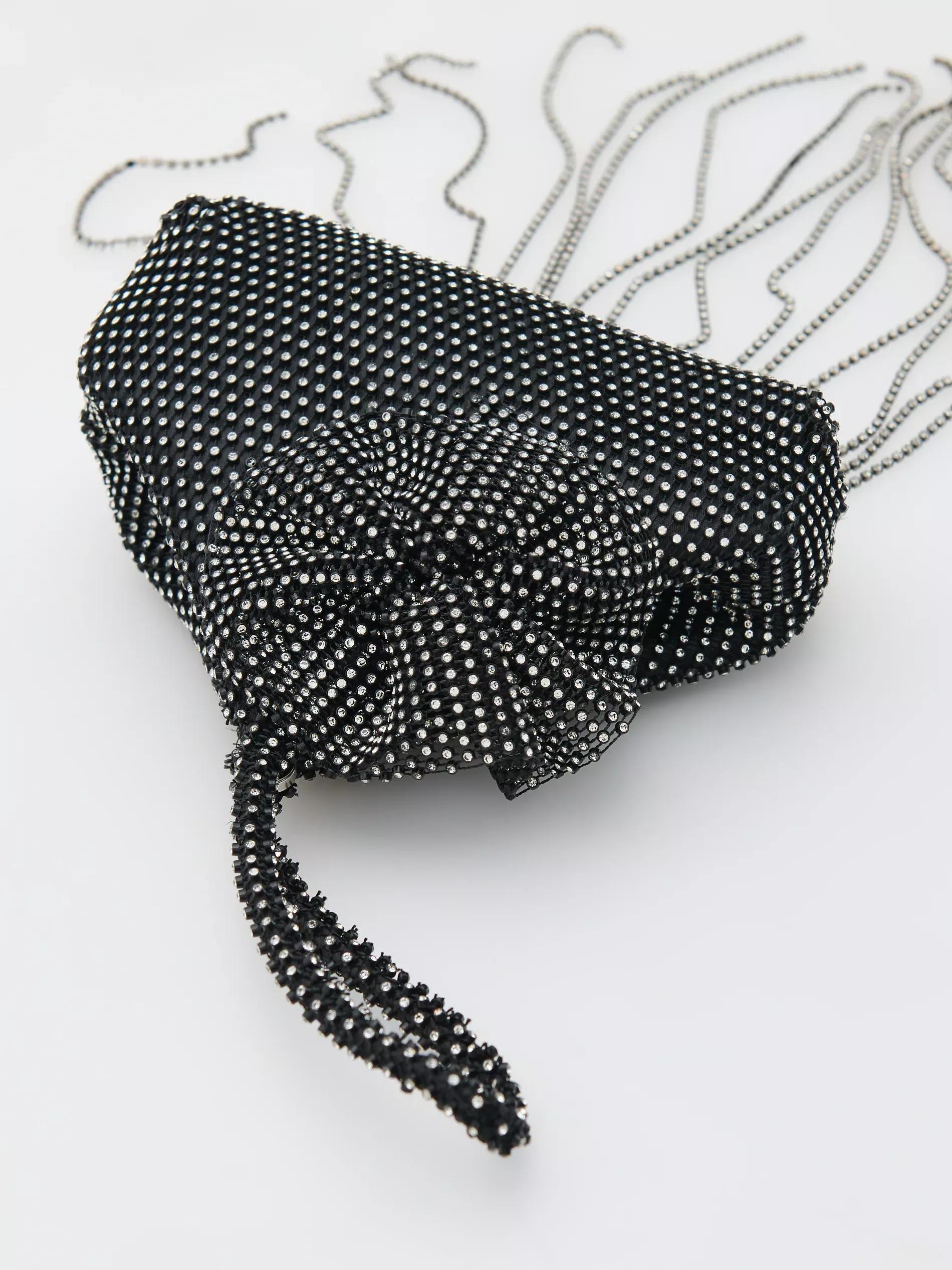 Black Sequin Handmade Handbag, Black, large image number 2