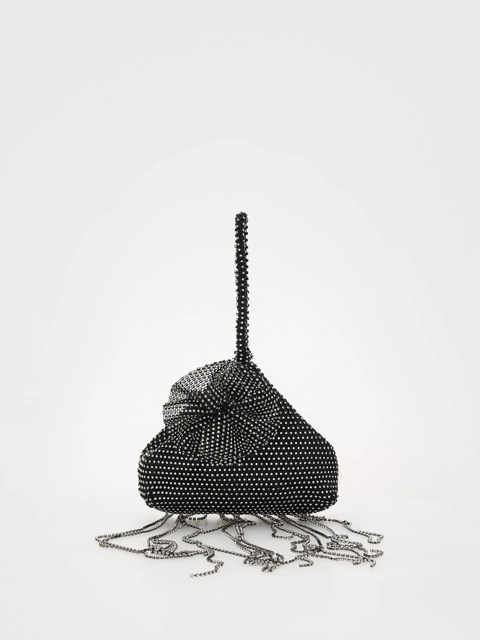 Black Sequin Handmade Handbag, Black, large image number 3
