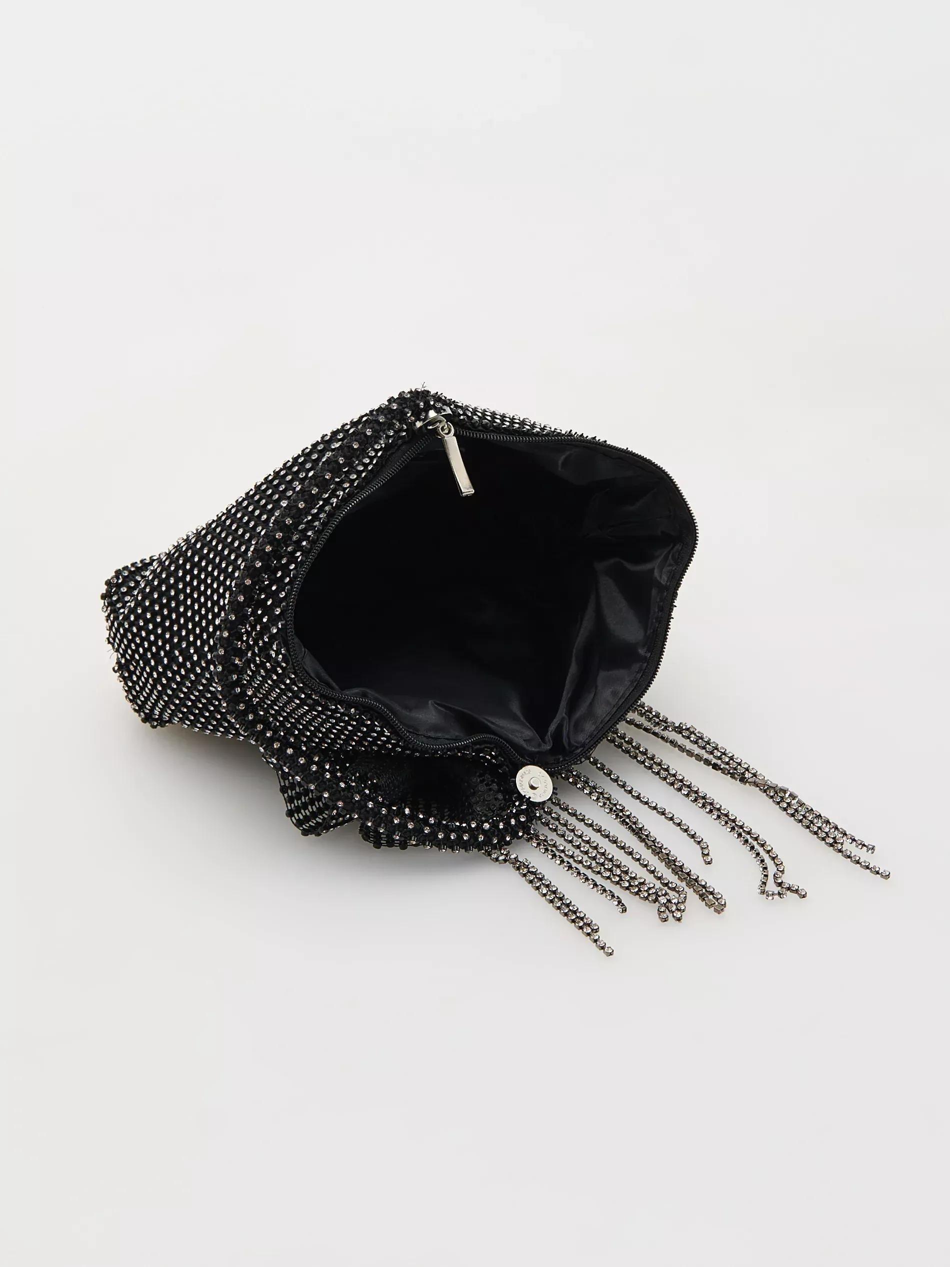 Black Sequin Handmade Handbag, Black, large image number 4