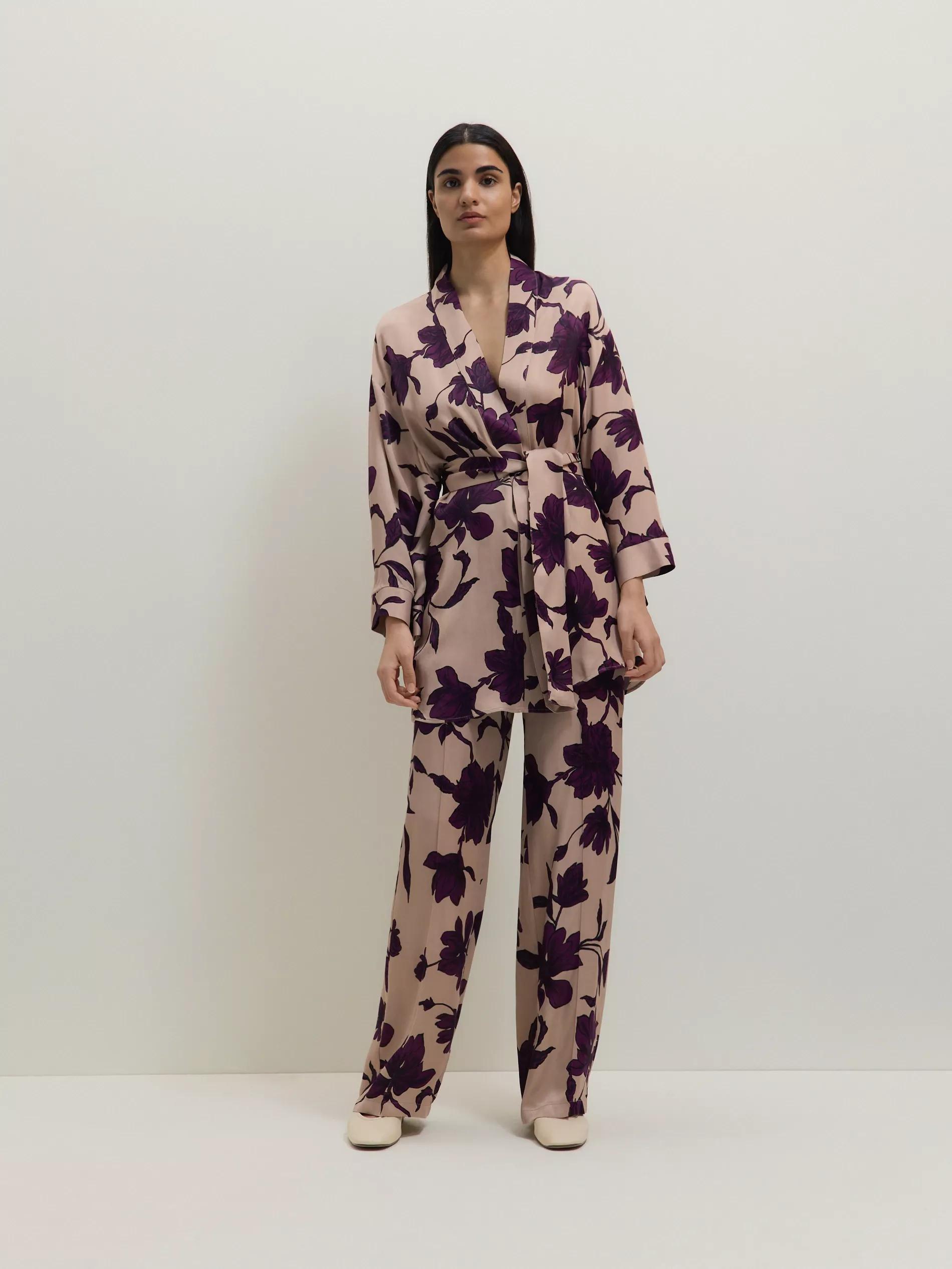 Multicolour Patterned Viscose Trousers, , large image number 0
