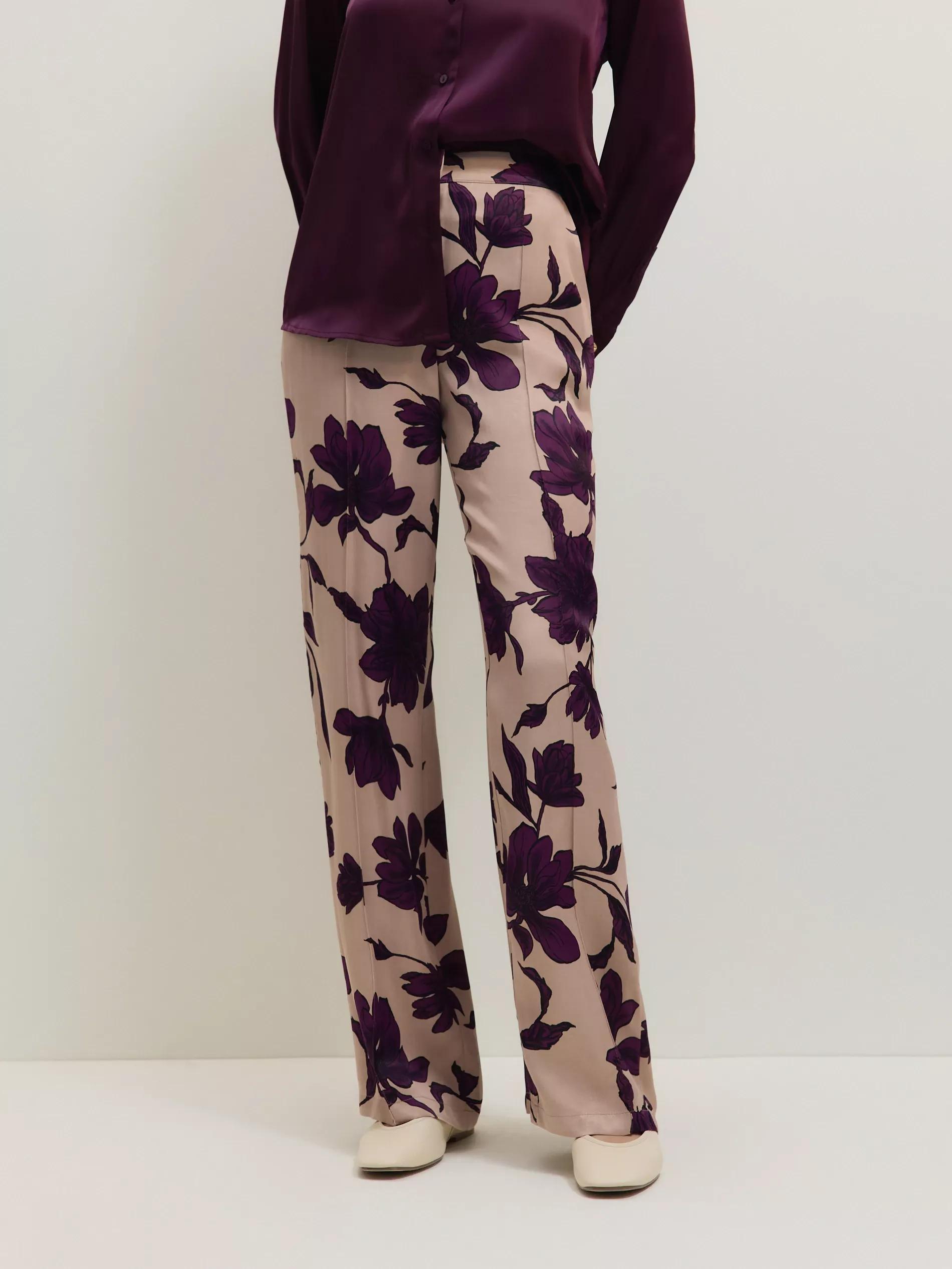 Multicolour Patterned Viscose Trousers, Multicolor, medium