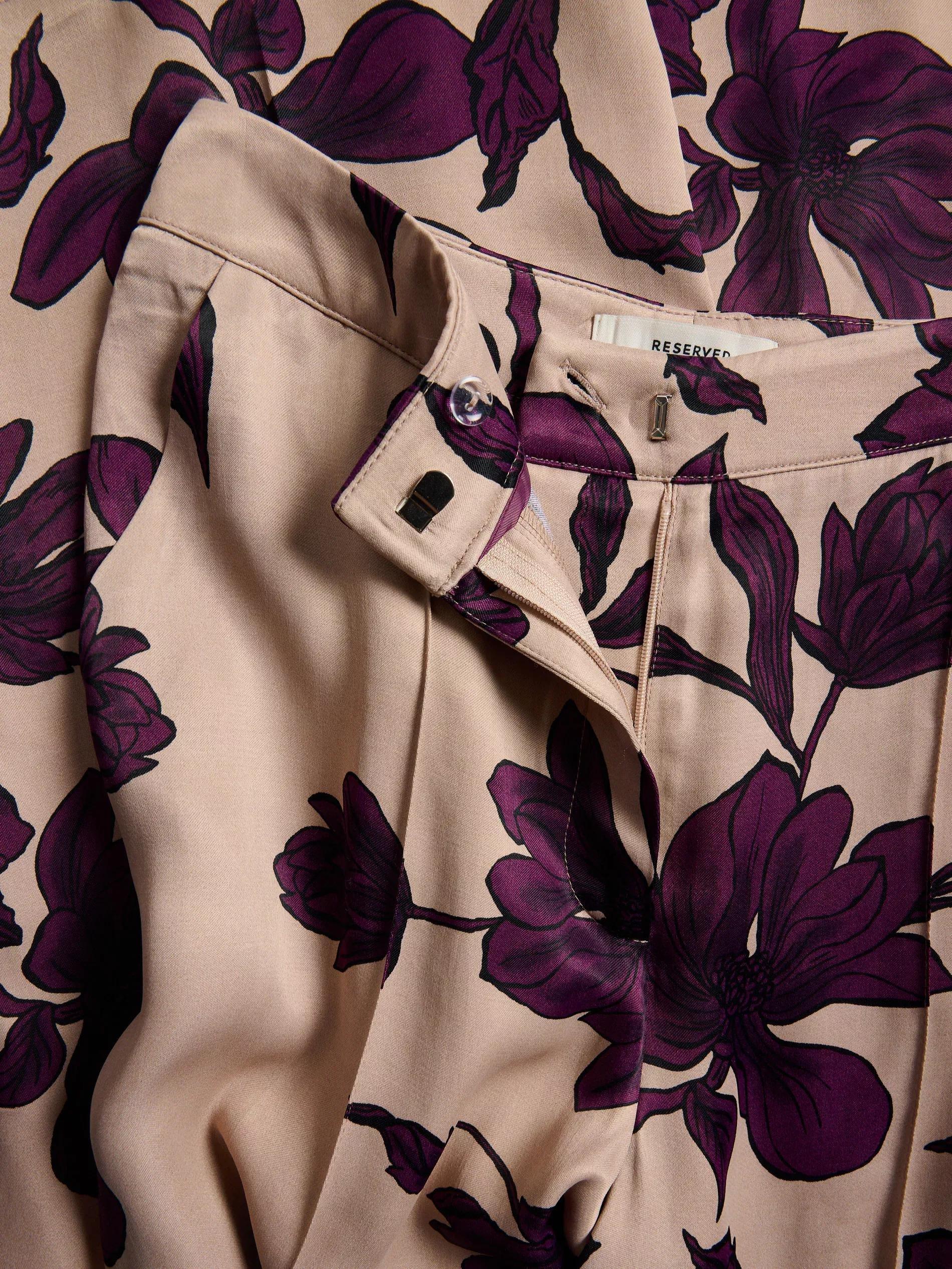 Multicolour Patterned Viscose Trousers, , large image number 5