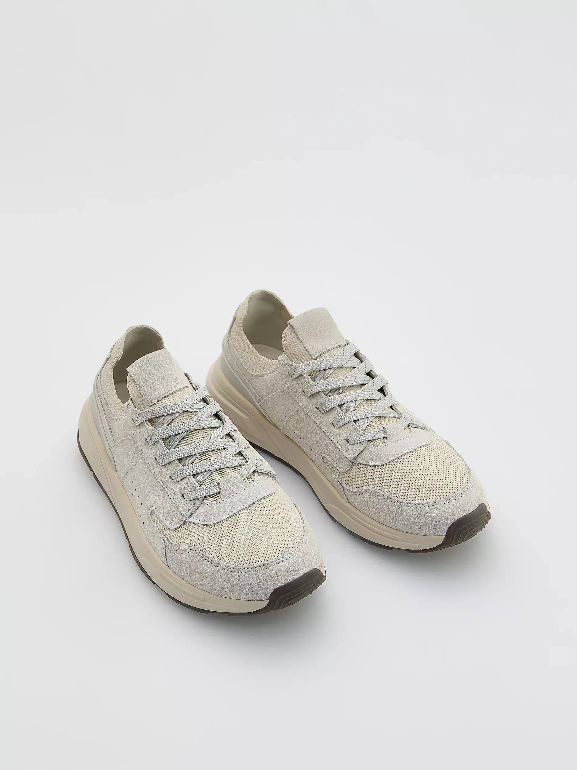 Beige Combined Materials Sneakers, , medium