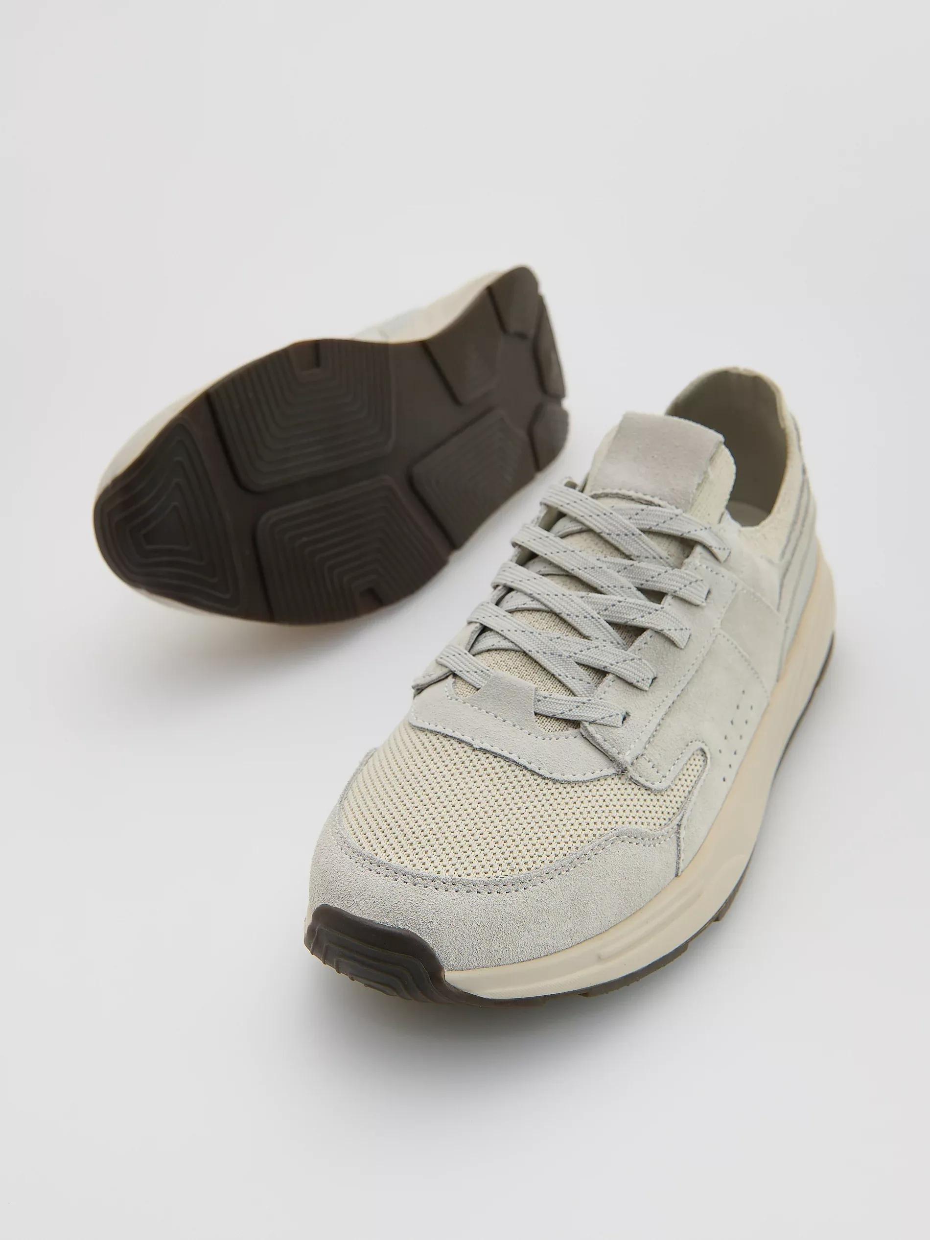 Beige Combined Materials Sneakers, , large image number 3