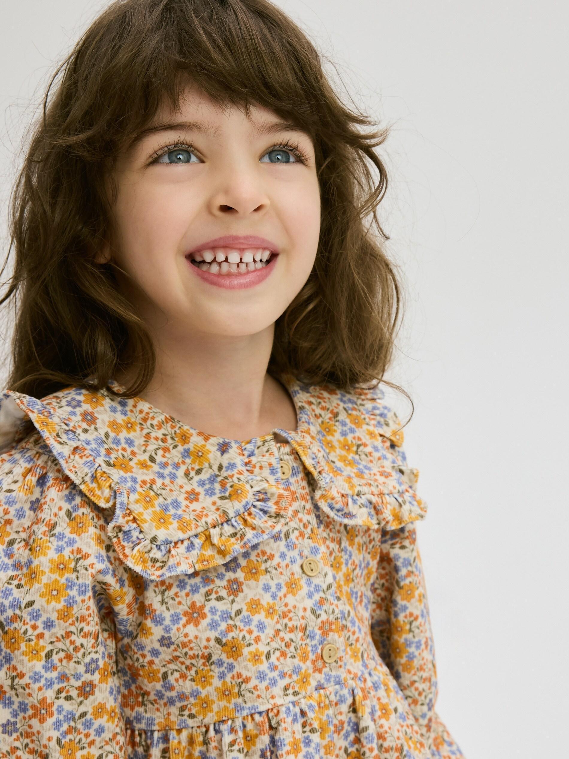 Multicolour Collared Patterned Dress , Kids Girls, Multicolor, large image number 5