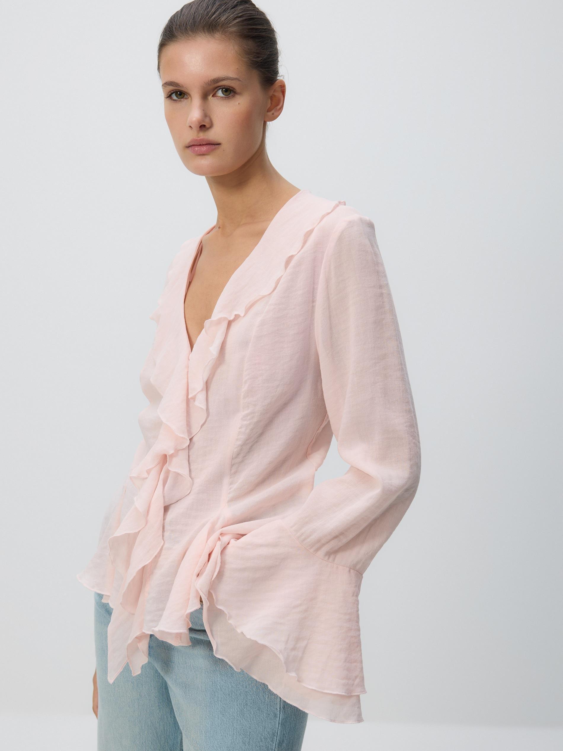 Pink Shirt With Frill, Pink, large image number 0