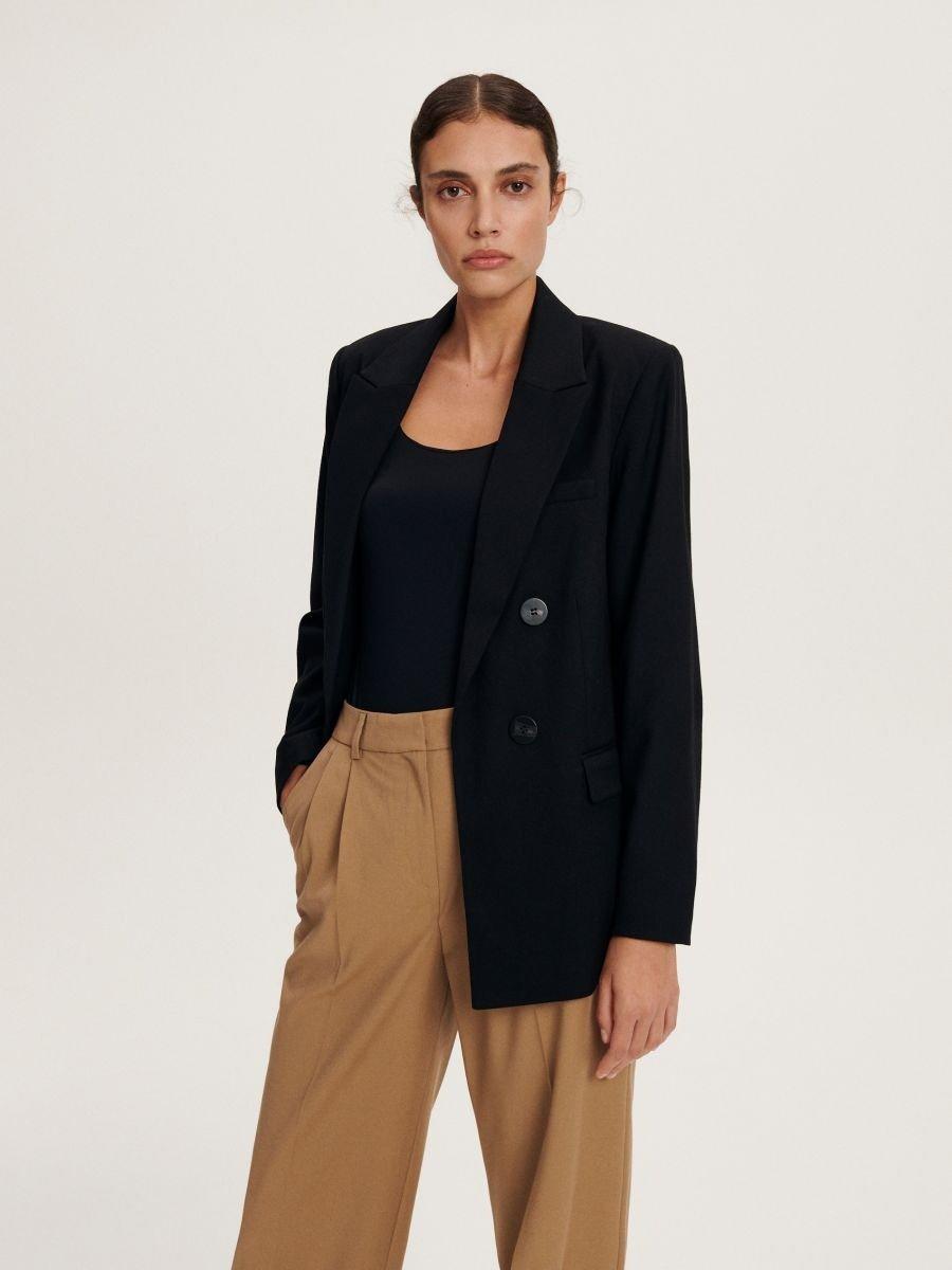 Black Double-Breasted Jacket, , large image number 0