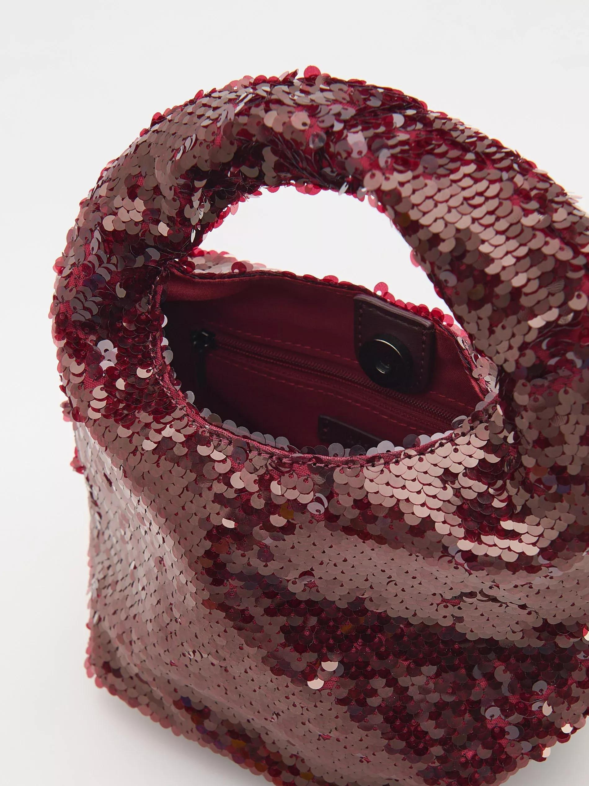 Burgundy Sequins Handbag, Burgundy, large image number 4