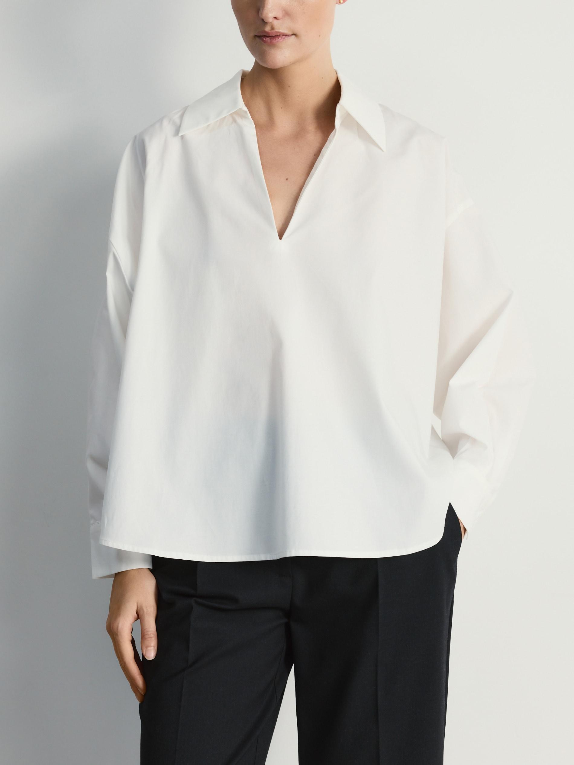 Beige Embroidered Cotton Shirt, White, medium