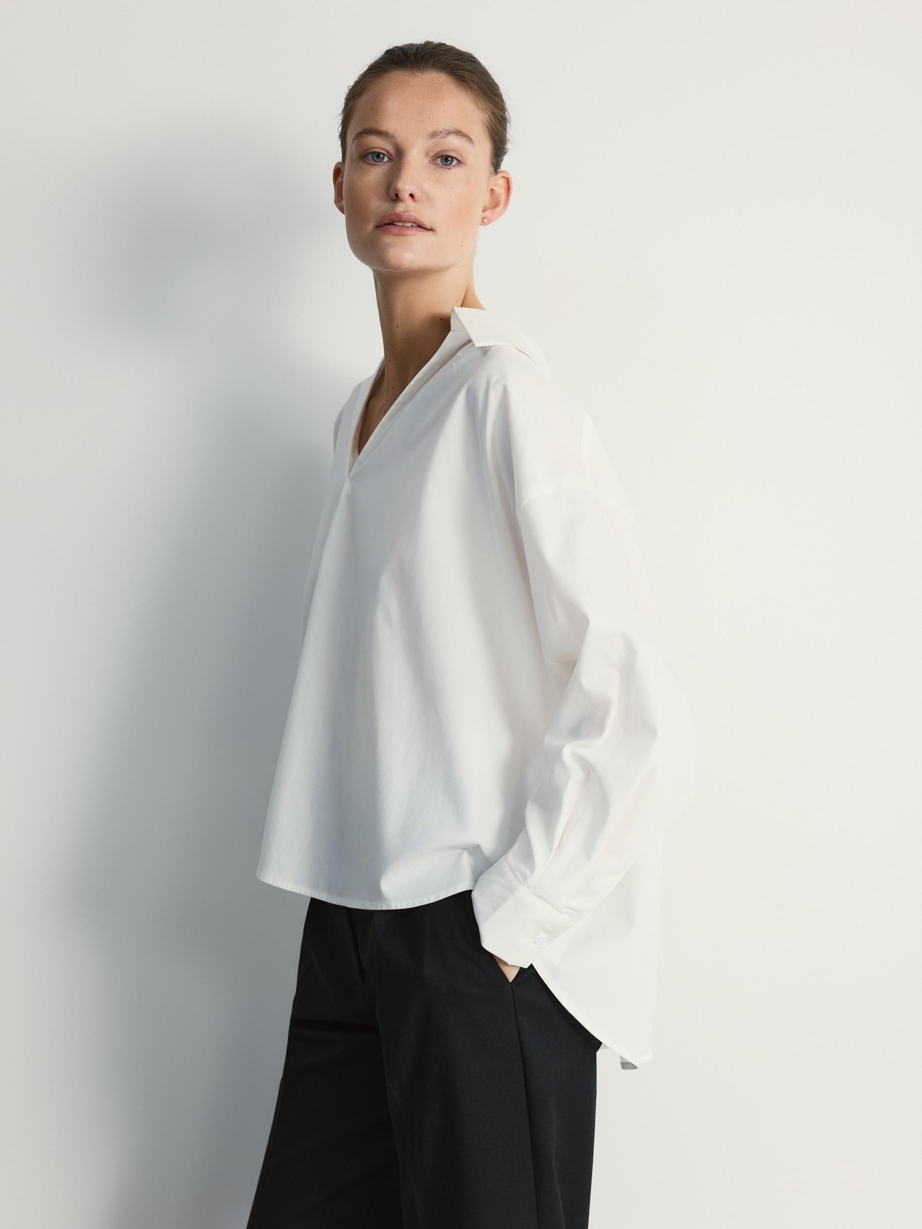 Beige Embroidered Cotton Shirt, White, large image number 3