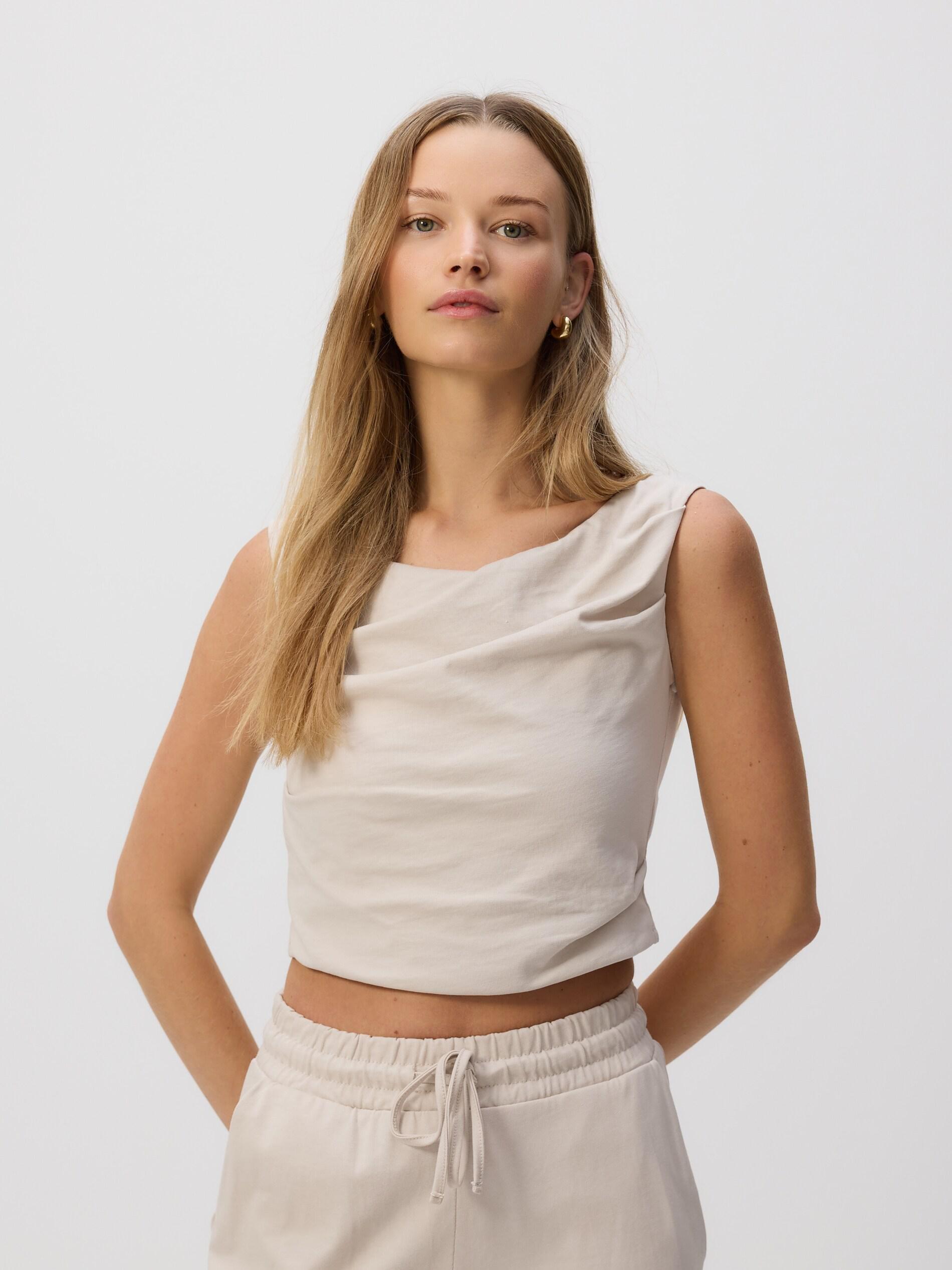 Beige Shirred Top, Ivory, large image number 2