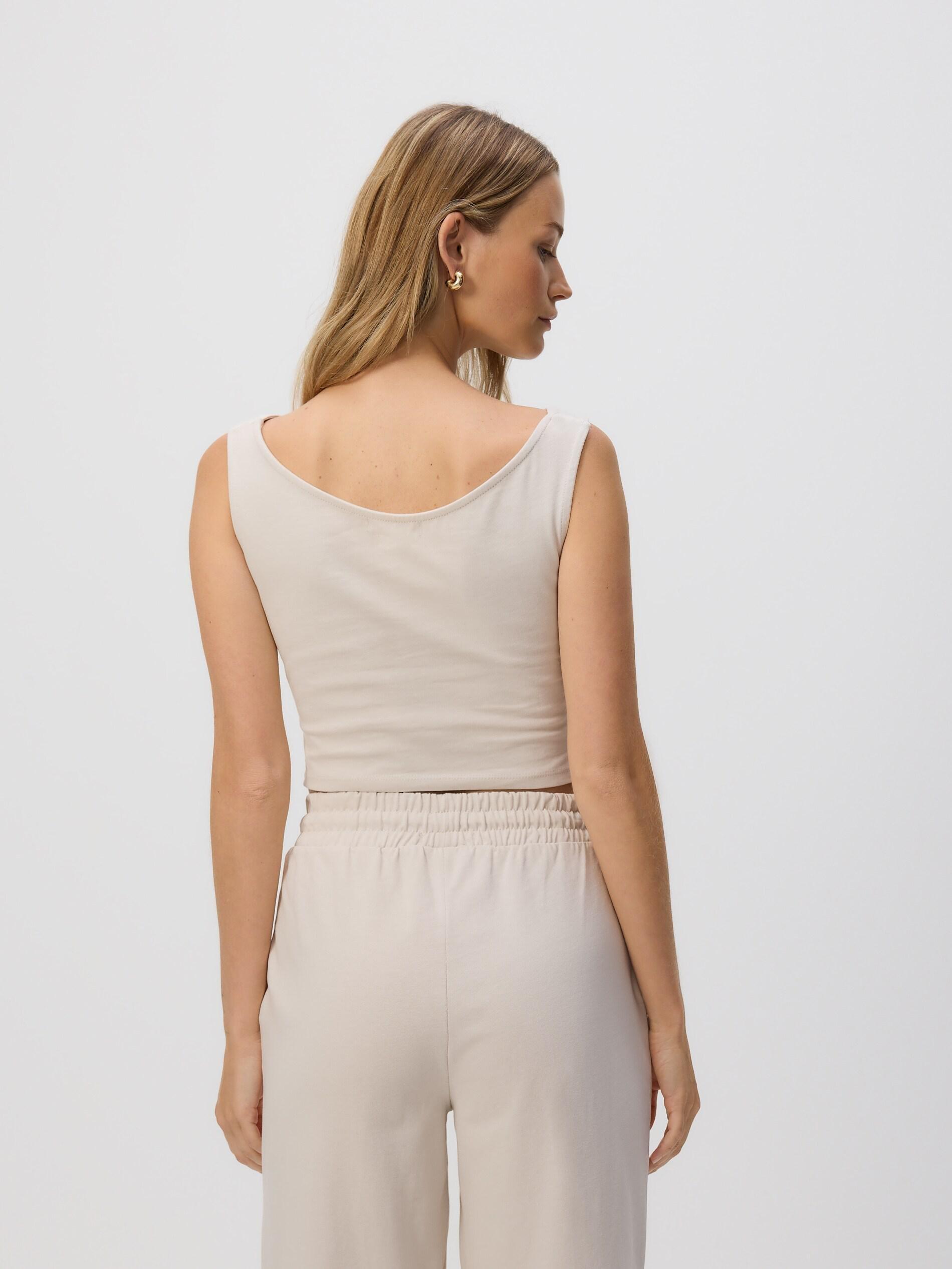 Beige Shirred Top, Ivory, large image number 3