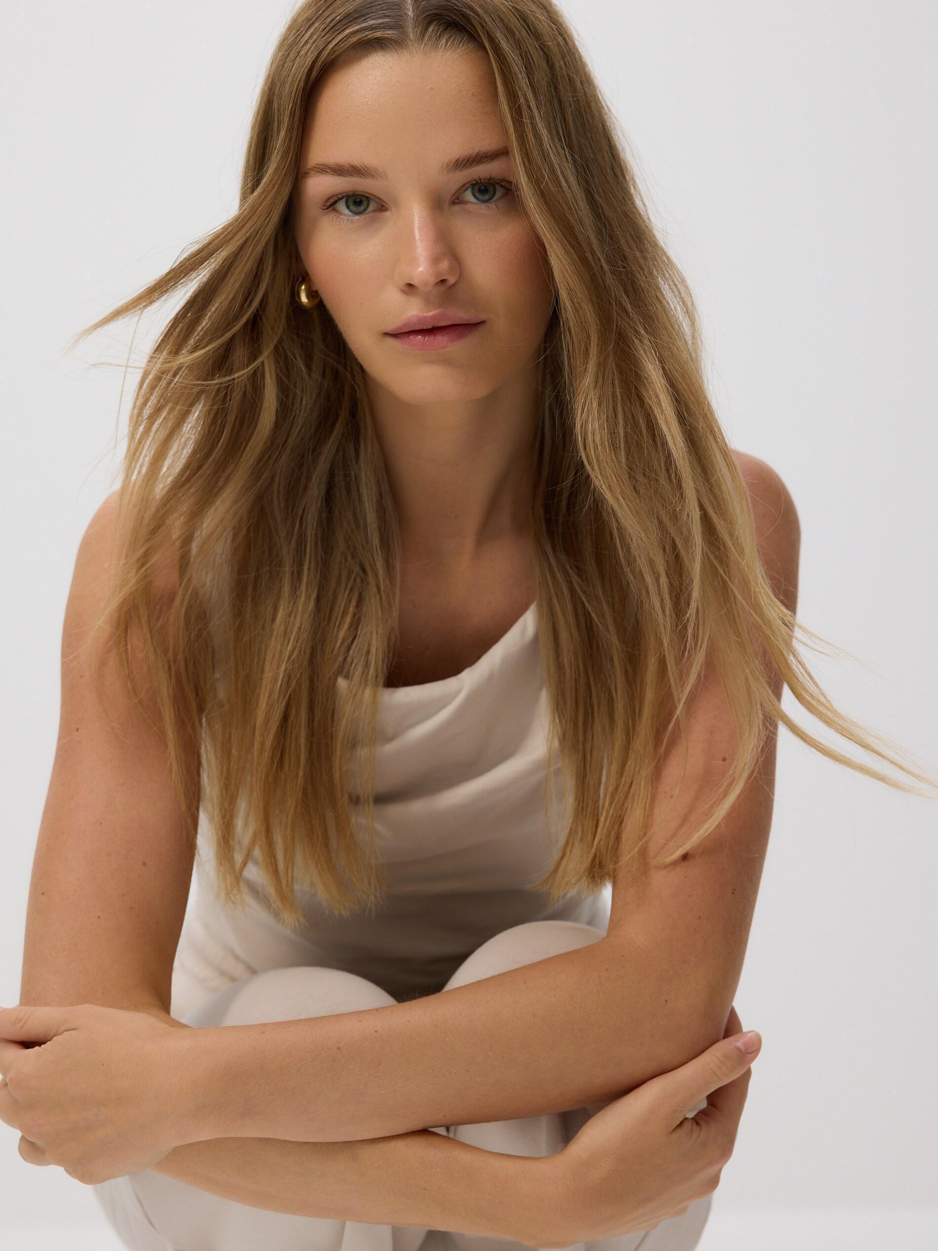 Beige Shirred Top, Ivory, large image number 4