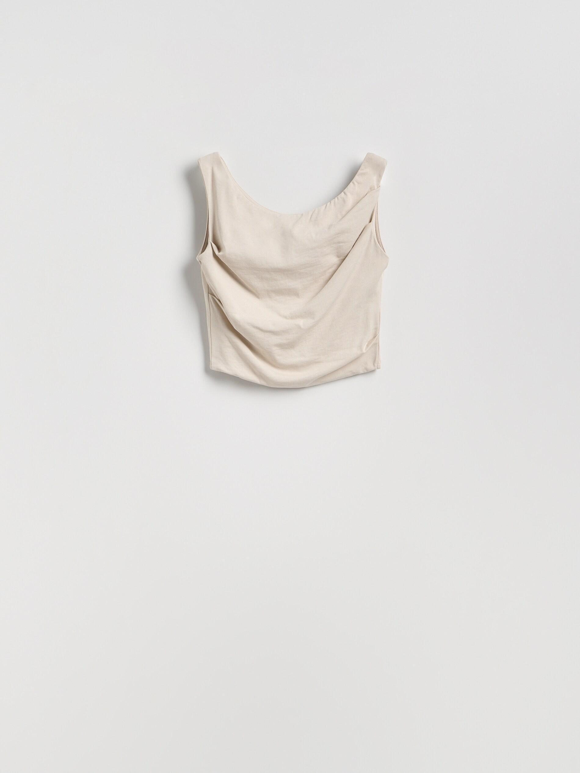 Beige Shirred Top, Ivory, large image number 5