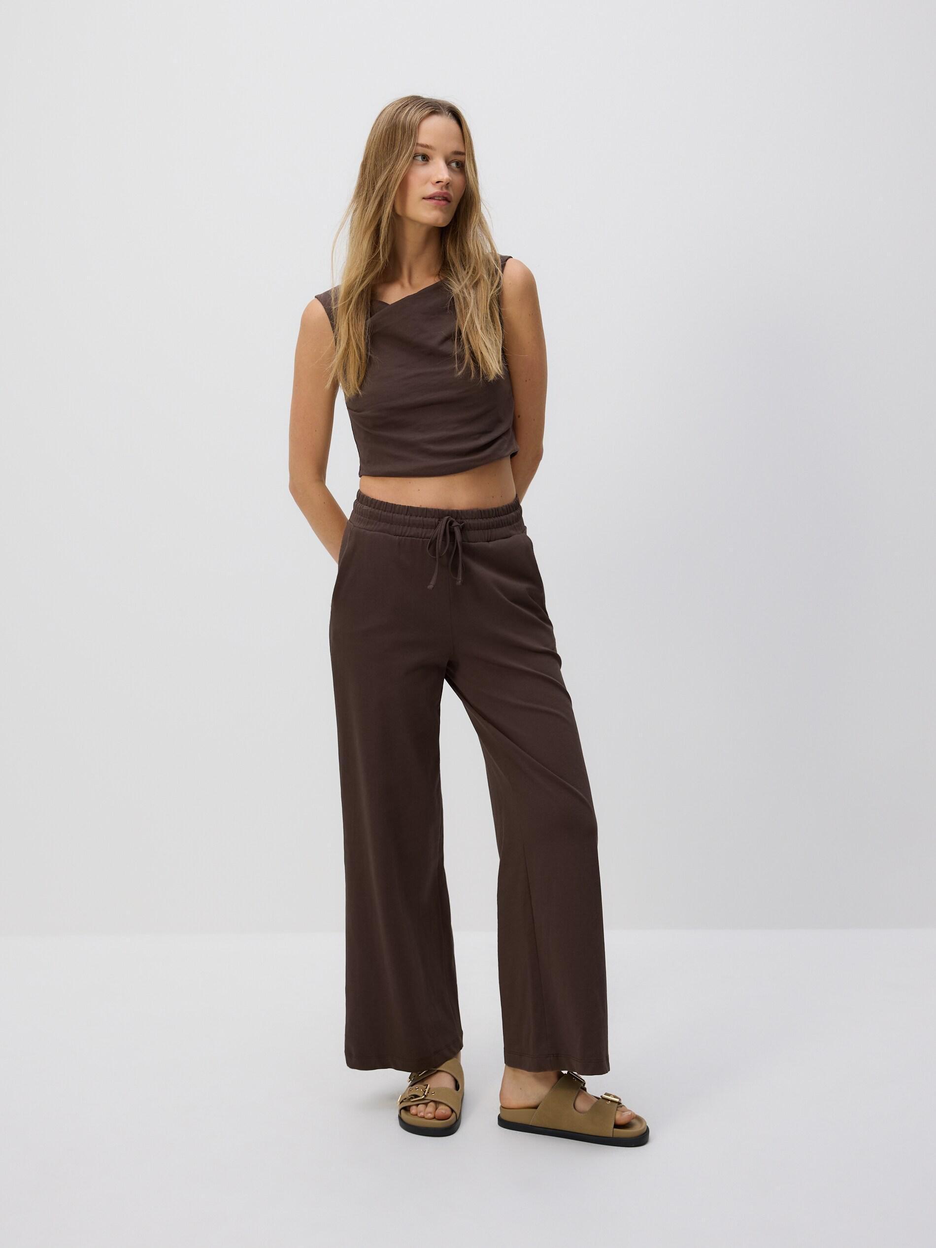 Brown Shirred Top, Brown, large image number 3