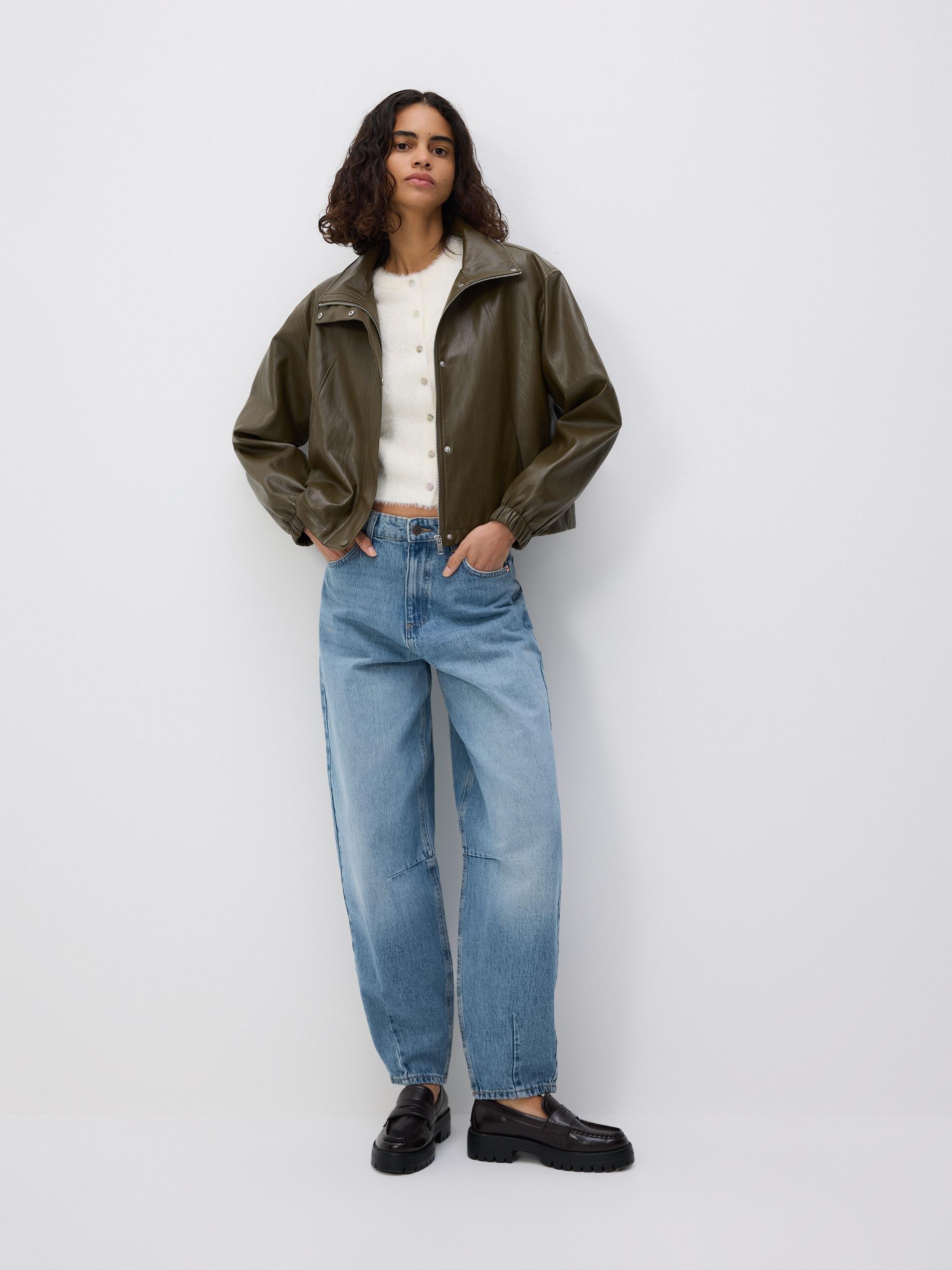 Brown Jacket With High Stand Up Collar, Khaki, large image number 3