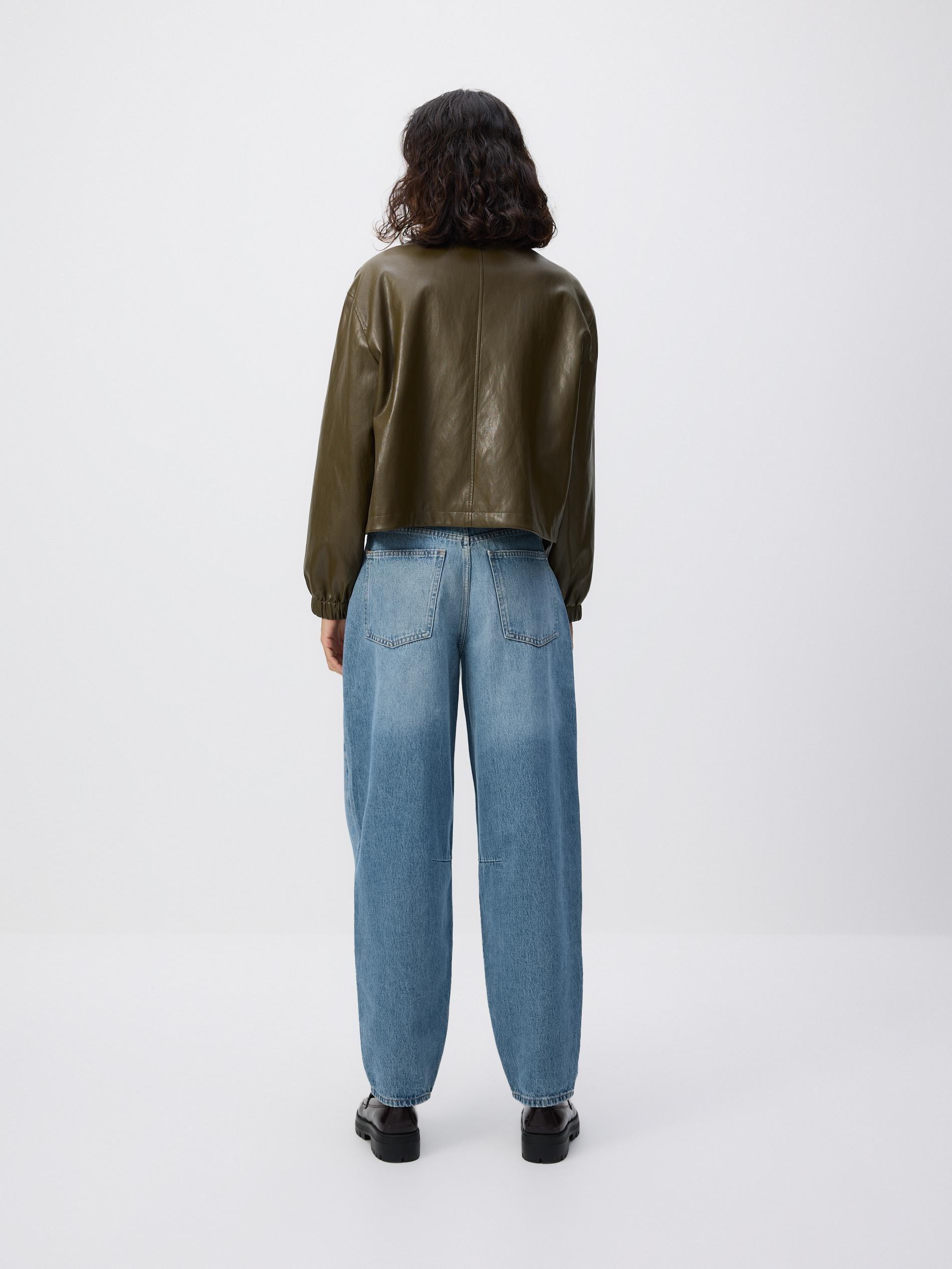 Brown Jacket With High Stand Up Collar, Khaki, large image number 5