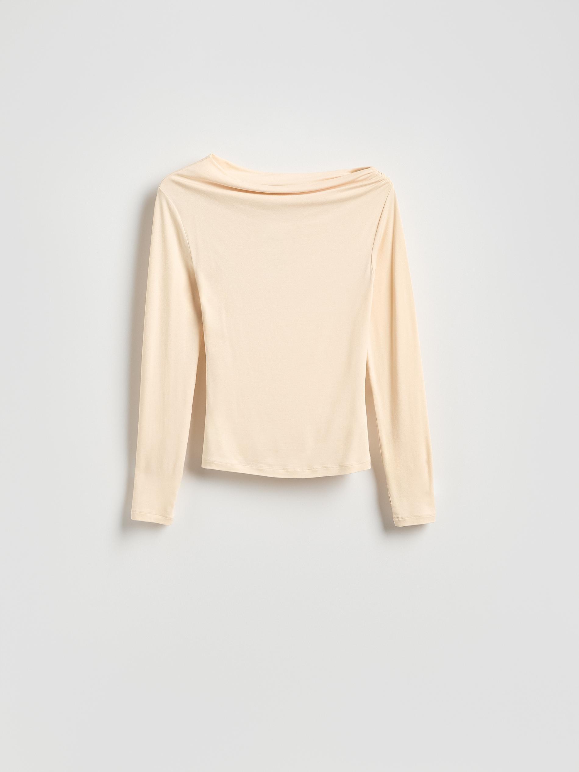 Beige Top With Decorative Gathering, Ivory, large image number 8