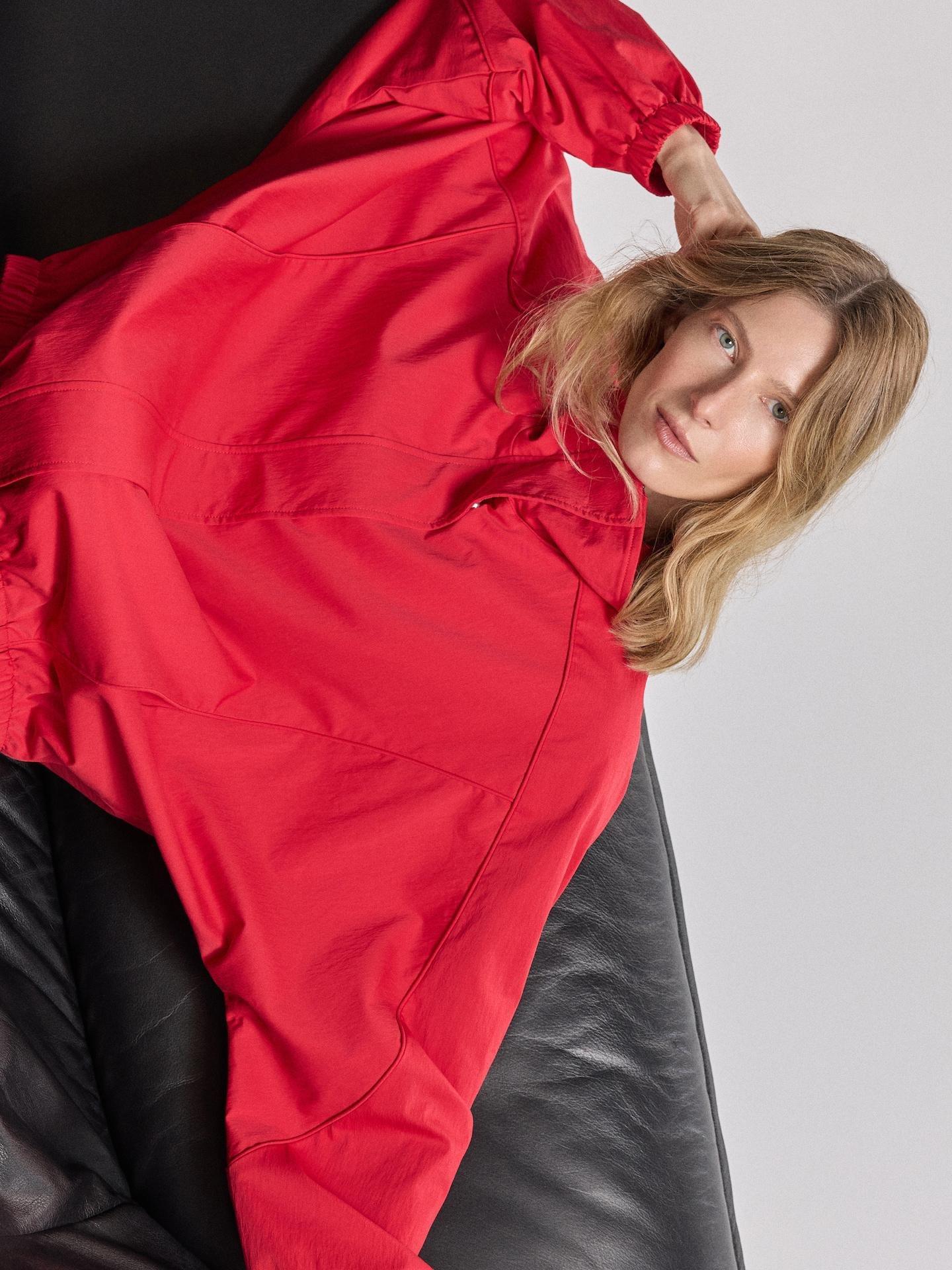 Red Jacket With High Stand Up Collar, Red, medium